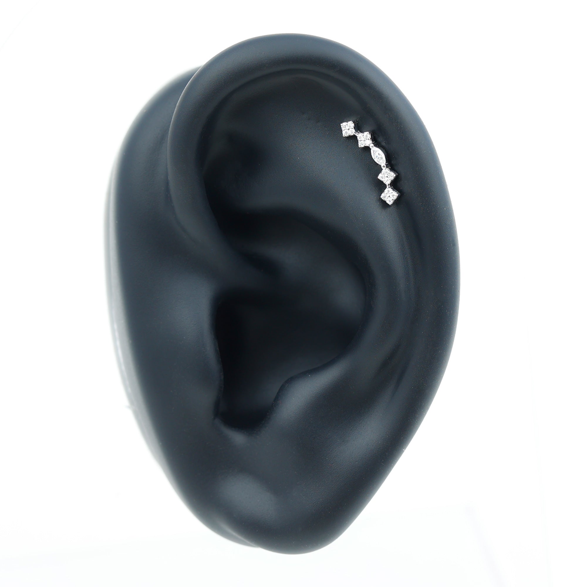 Elegant Diamond Ear Crawler Earring for Helix Piercing Natural - ( HI-SI ) - Rosec Jewels