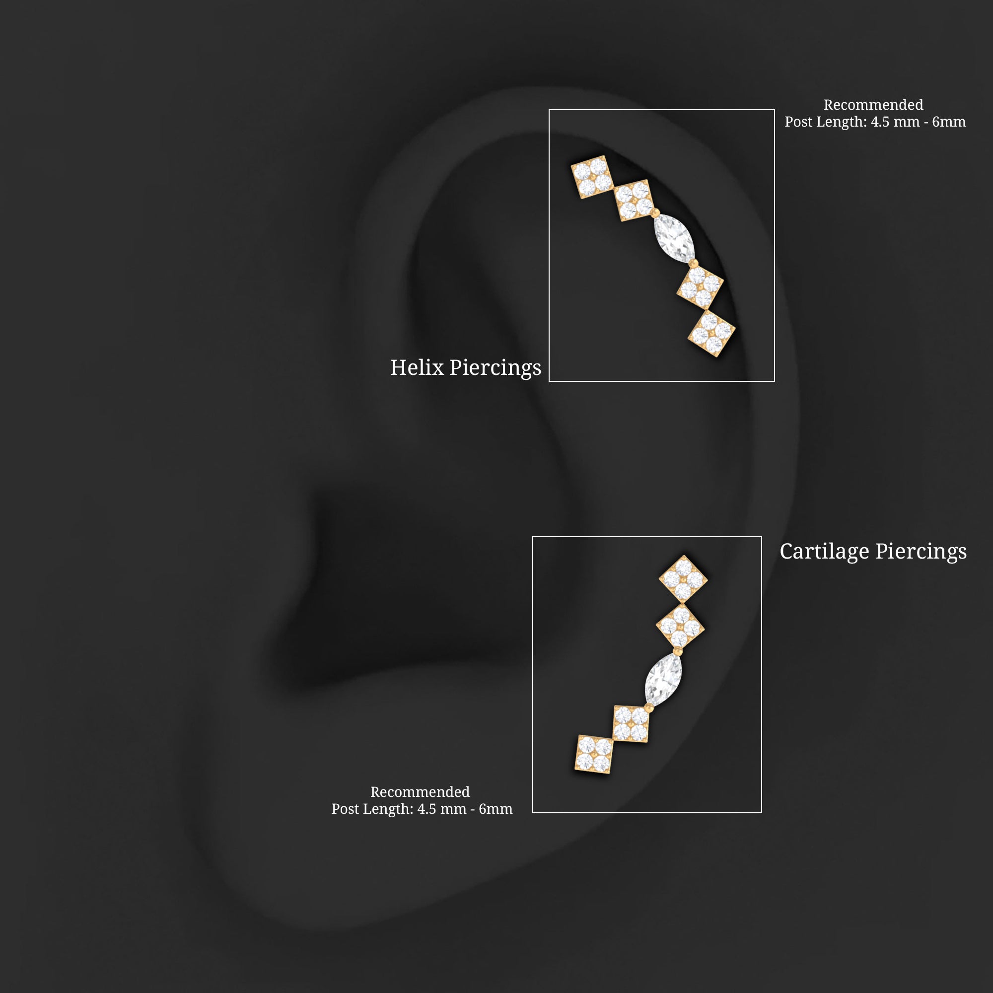 Rosec Jewels-Elegant Diamond Ear Crawler Earring for Helix Piercing