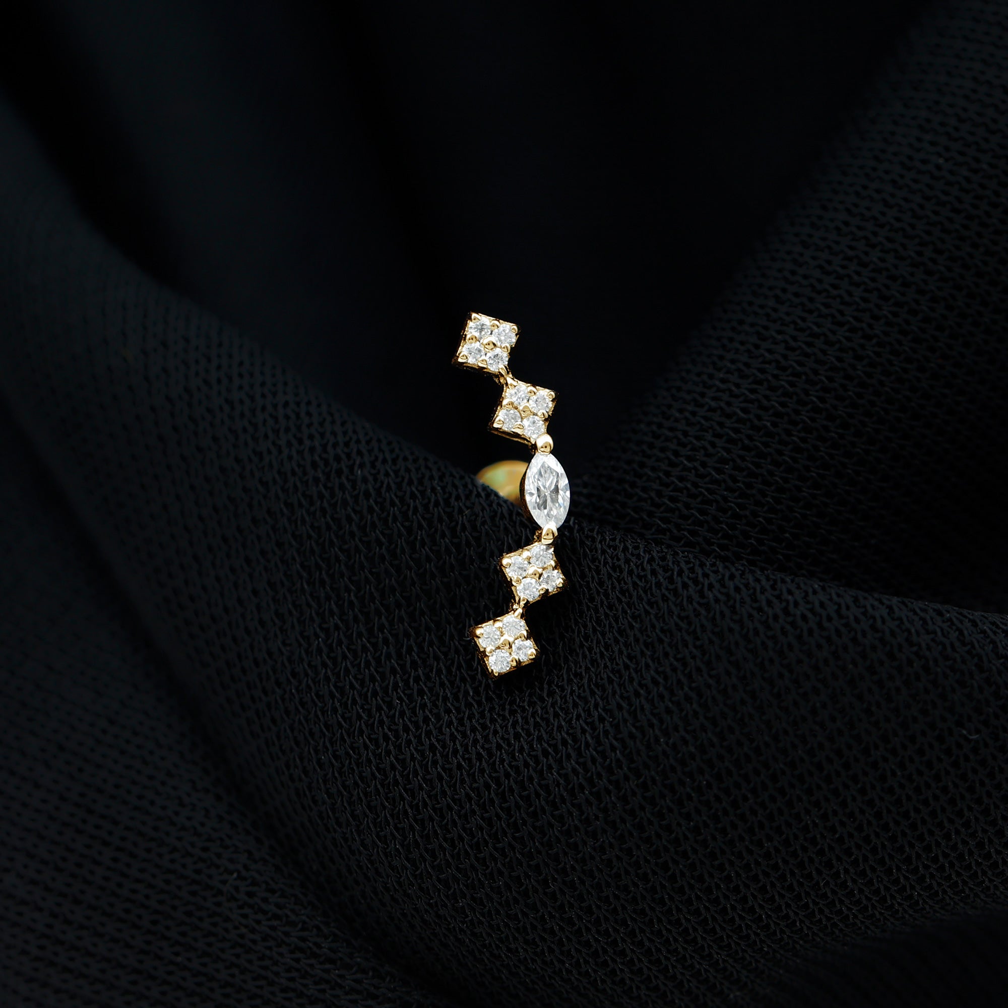 Elegant Diamond Ear Crawler Earring for Helix Piercing Natural - ( HI-SI ) - Rosec Jewels