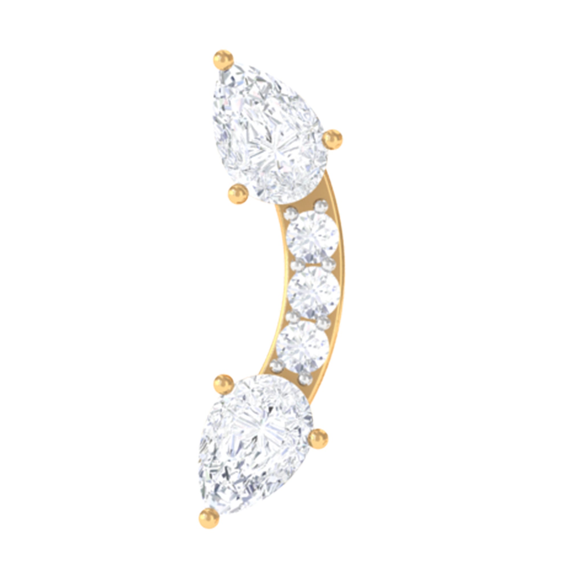 Pear Shape Diamond Curved Helix Earring Natural - ( HI-SI ) - Rosec Jewels