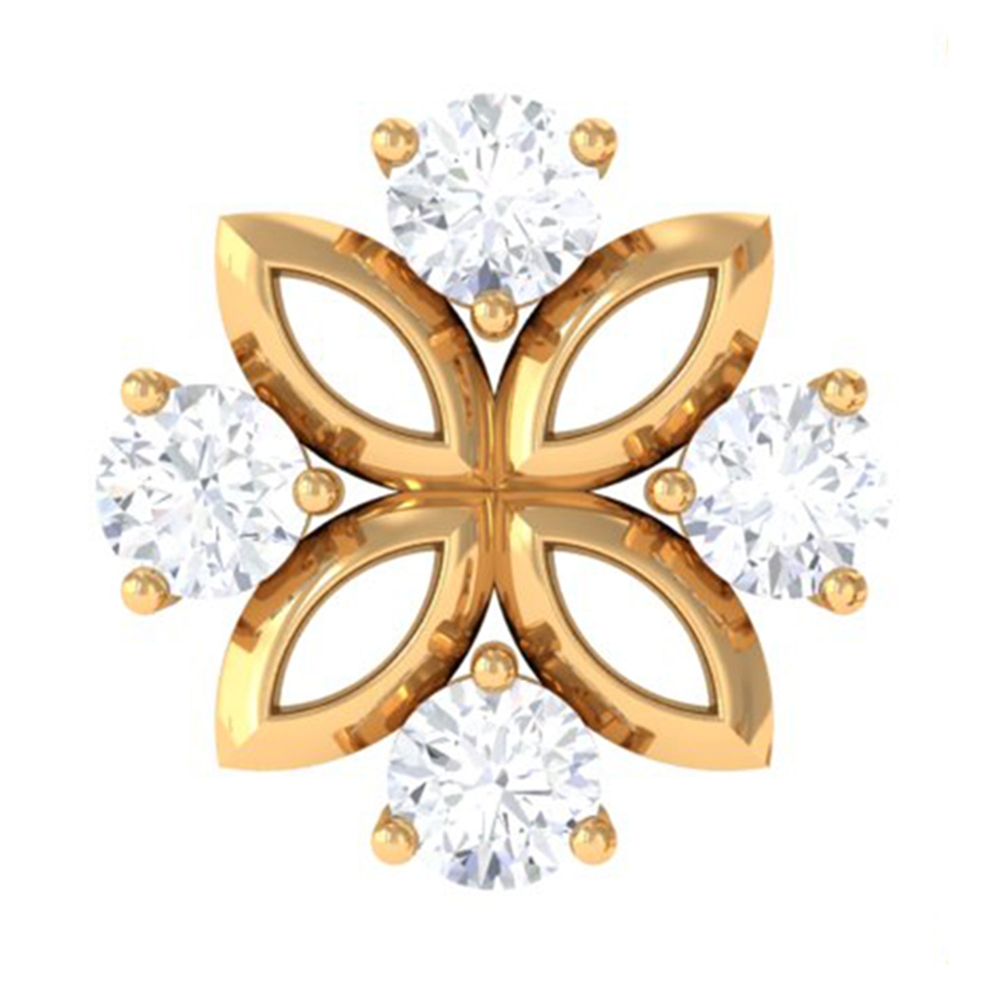 Nature Inspired Certified Diamond Flower Earring for Helix Piercing Natural - ( HI-SI ) - Rosec Jewels