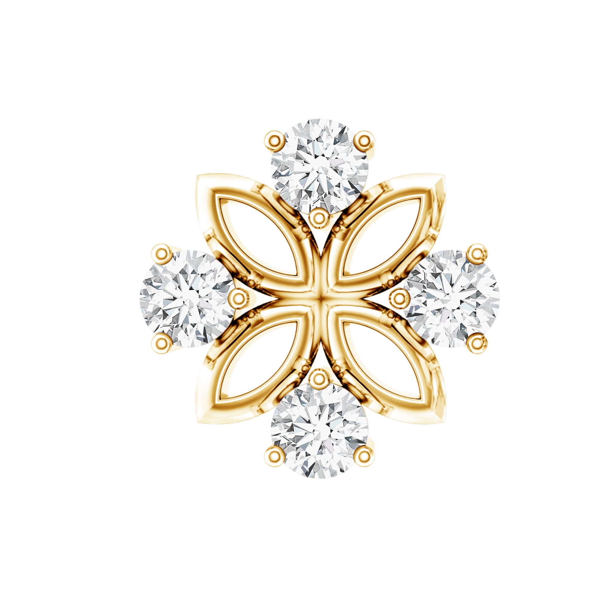 Nature Inspired Certified Diamond Flower Earring for Helix Piercing Natural - ( HI-SI ) - Rosec Jewels