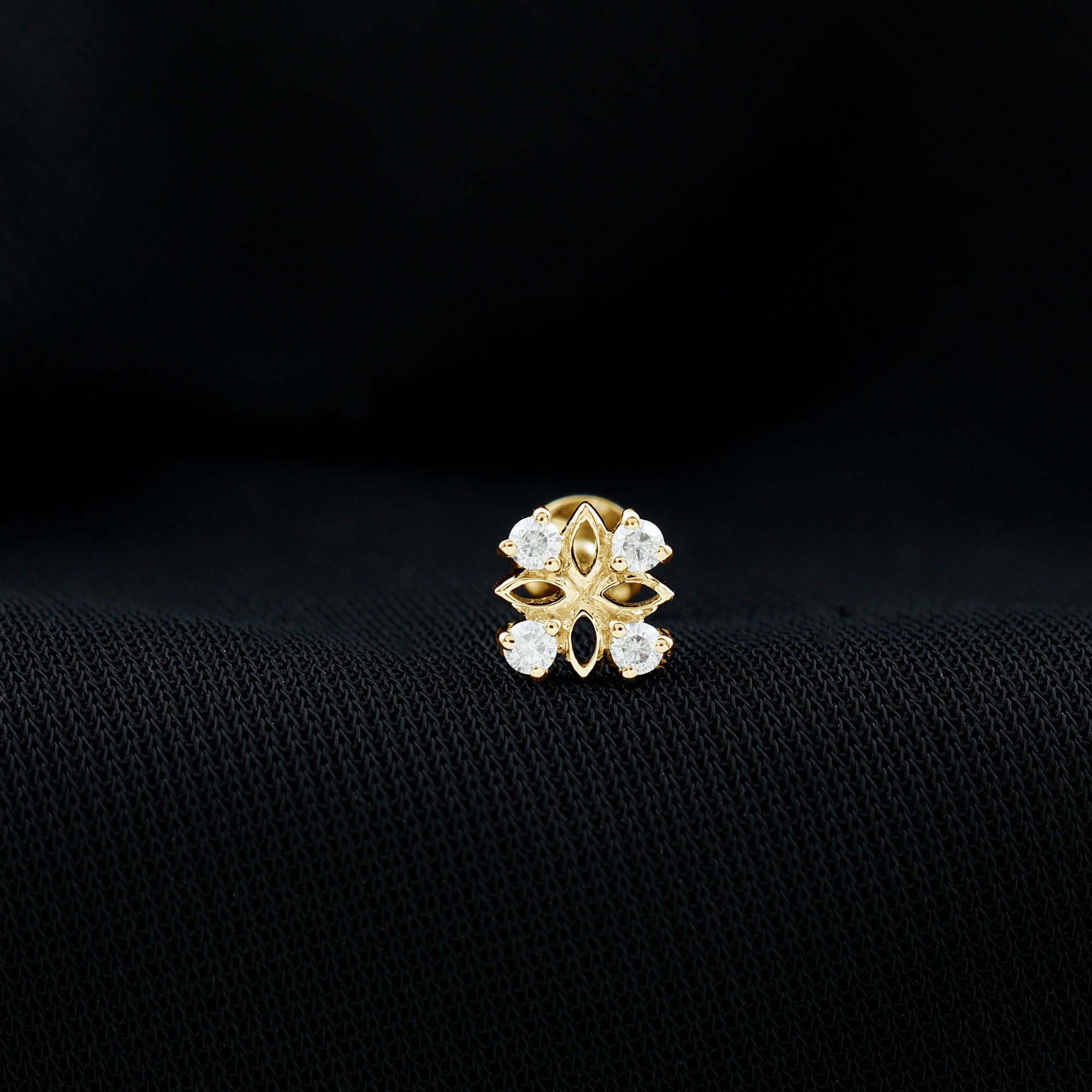 Nature Inspired Certified Diamond Flower Earring for Helix Piercing Natural - ( HI-SI ) - Rosec Jewels