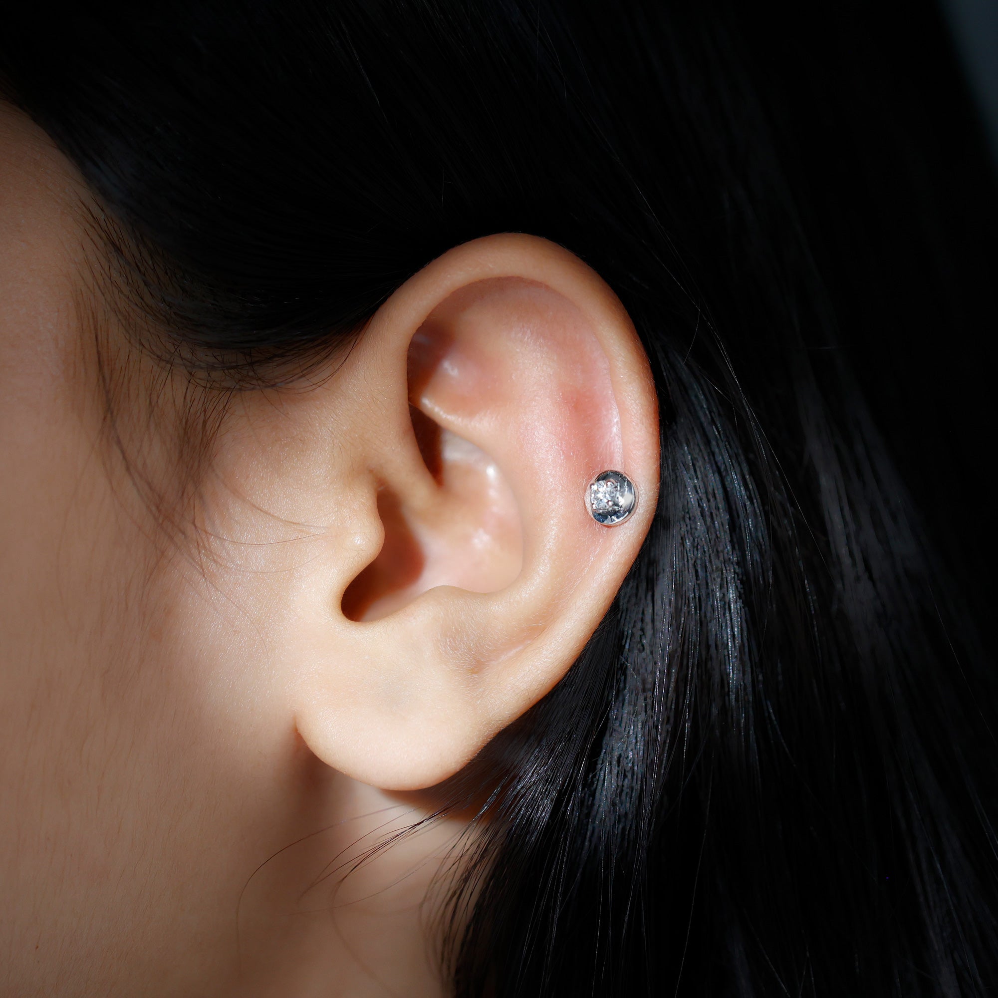 Classic Diamond Solitaire Helix Piercing Earring Natural - ( HI-SI ) - Rosec Jewels