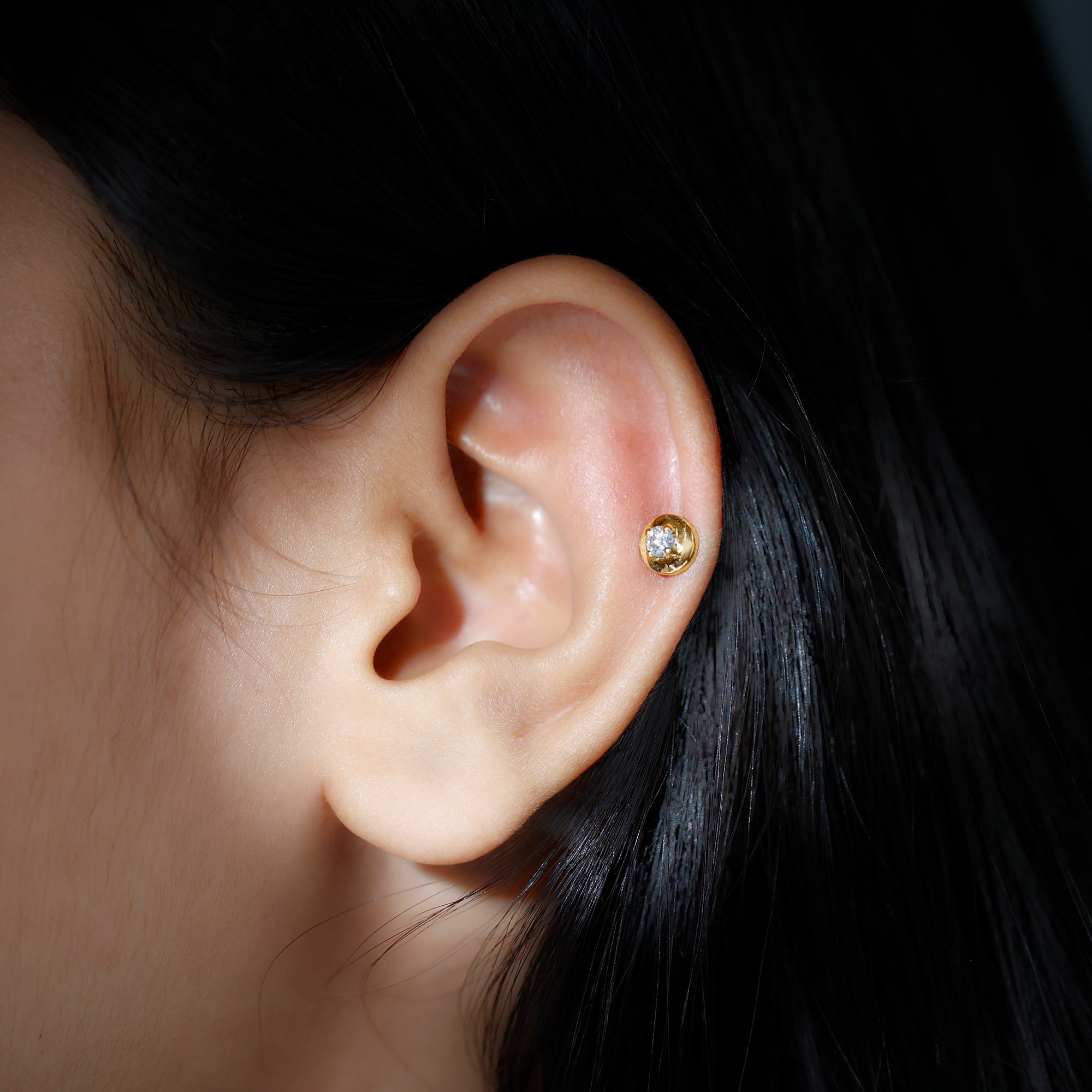 Classic Diamond Solitaire Helix Piercing Earring Natural - ( HI-SI ) - Rosec Jewels