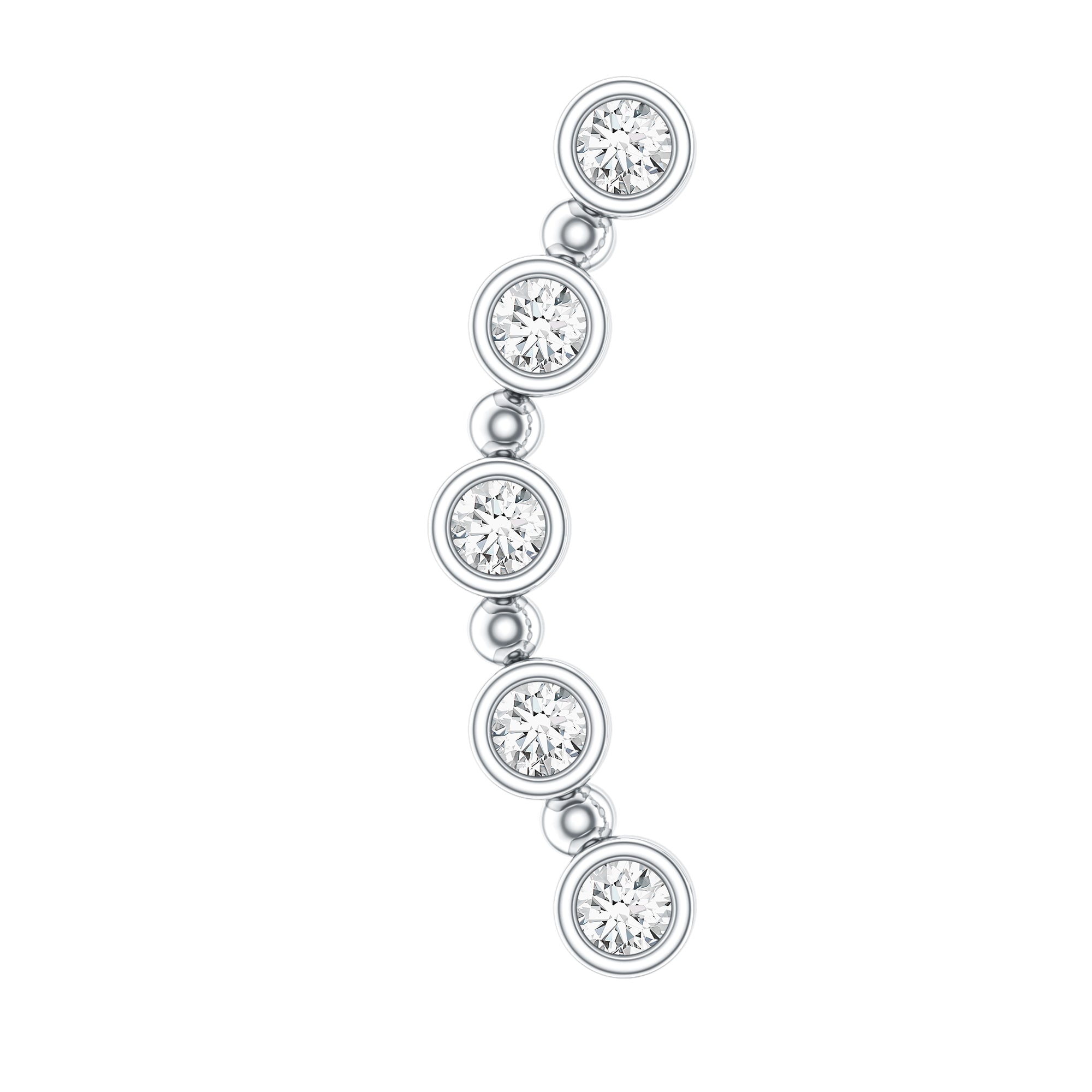 Bezel Set Diamond Crawler Earring for Cartilage Piercing Natural - ( HI-SI ) - Rosec Jewels