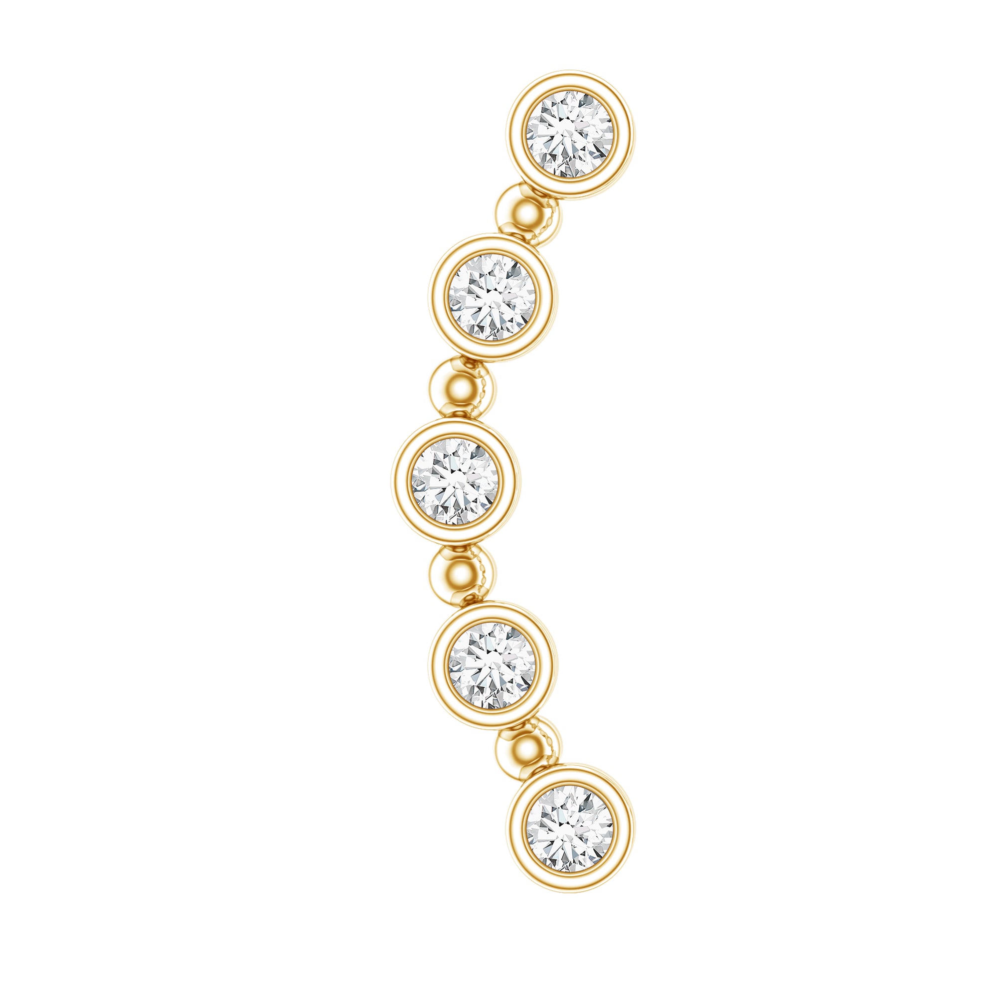 Bezel Set Diamond Crawler Earring for Cartilage Piercing Natural - ( HI-SI ) - Rosec Jewels