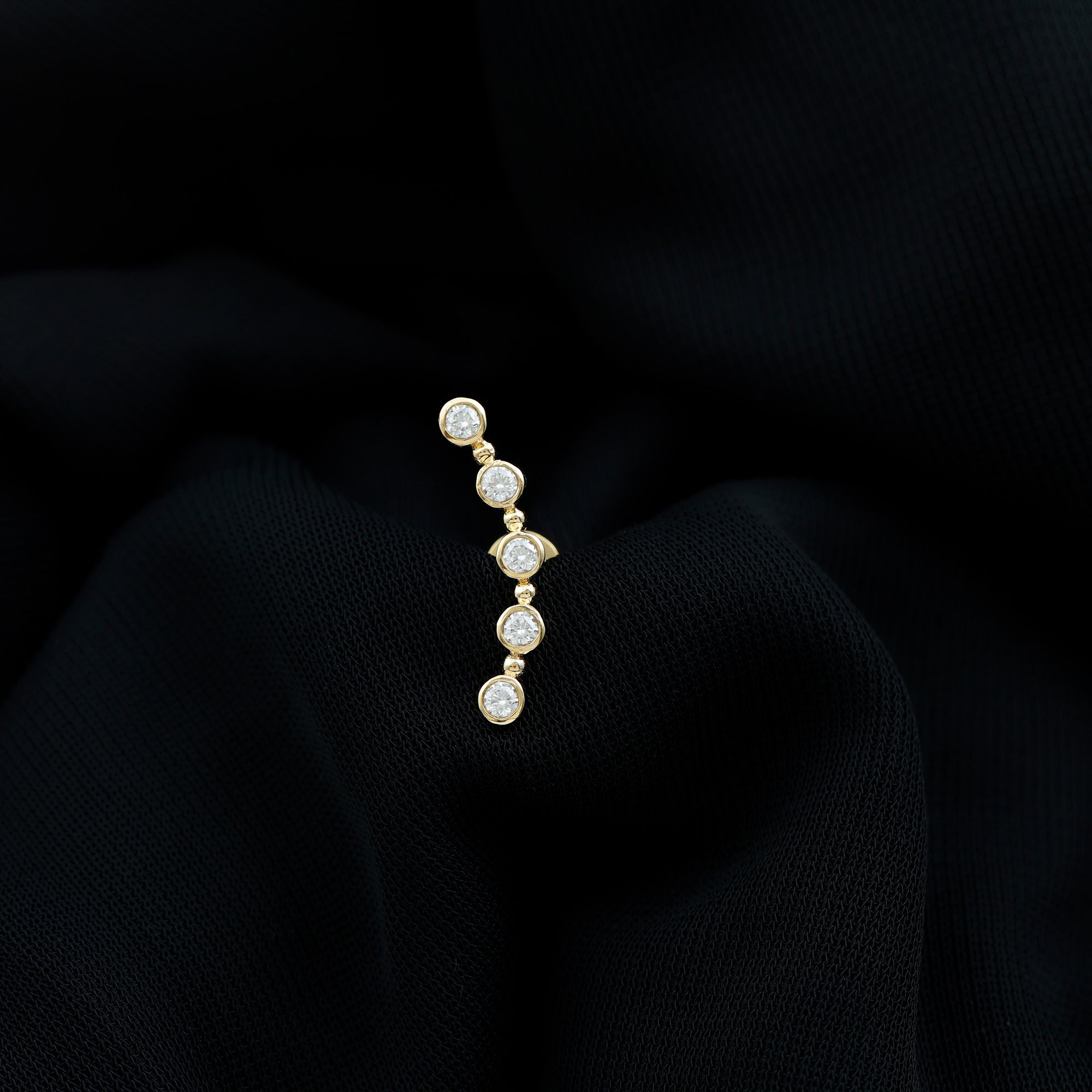Bezel Set Diamond Crawler Earring for Cartilage Piercing Natural - ( HI-SI ) - Rosec Jewels