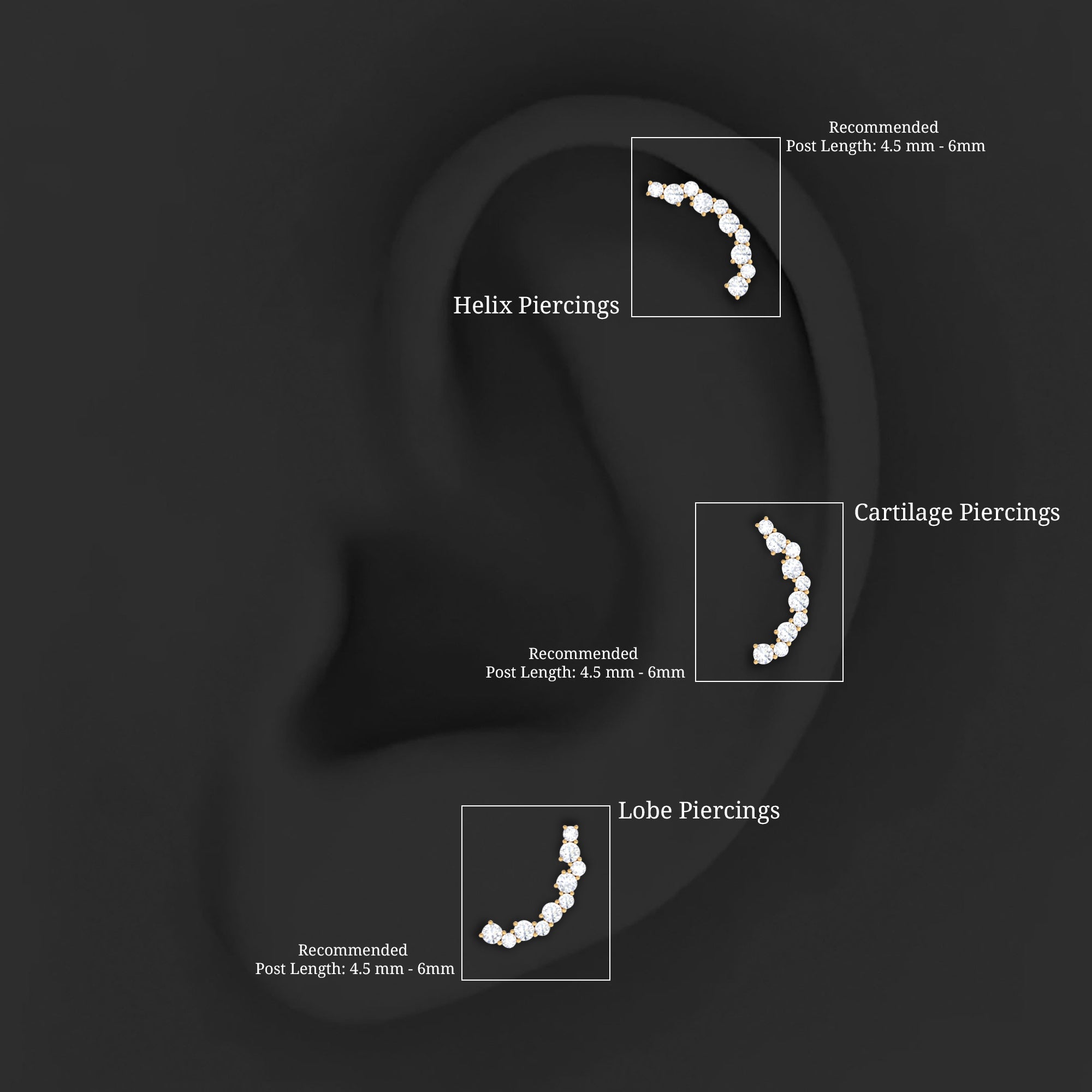 Rosec Jewels-Certified Diamond Curved Crawler Earring for Women