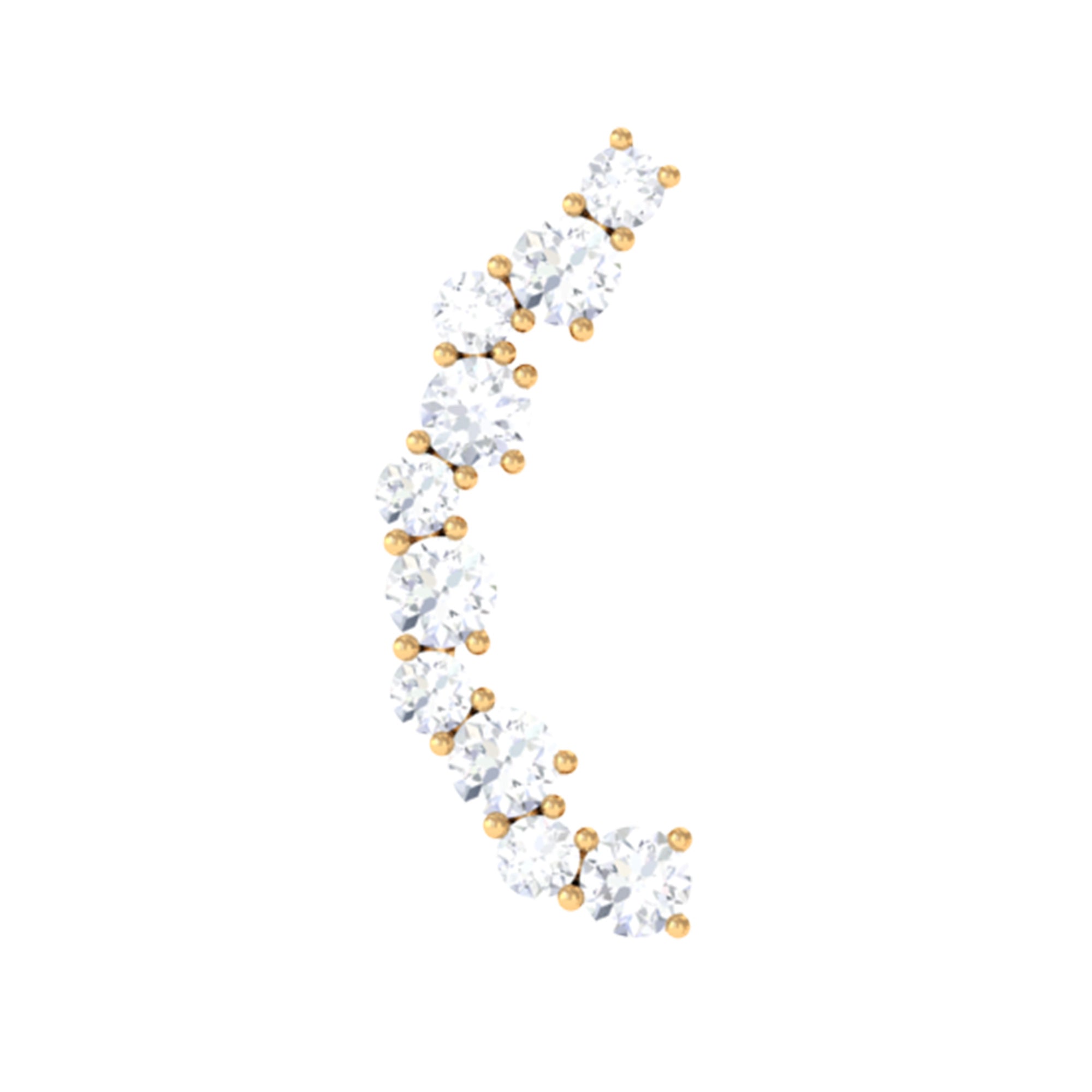 Certified Diamond Curved Crawler Earring for Women Natural - ( HI-SI ) - Rosec Jewels