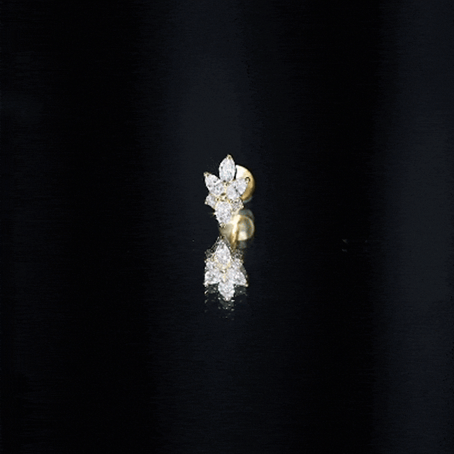 Marquise Diamond Cluster Flower Earring with Flat Back Natural - ( HI-SI ) - Rosec Jewels