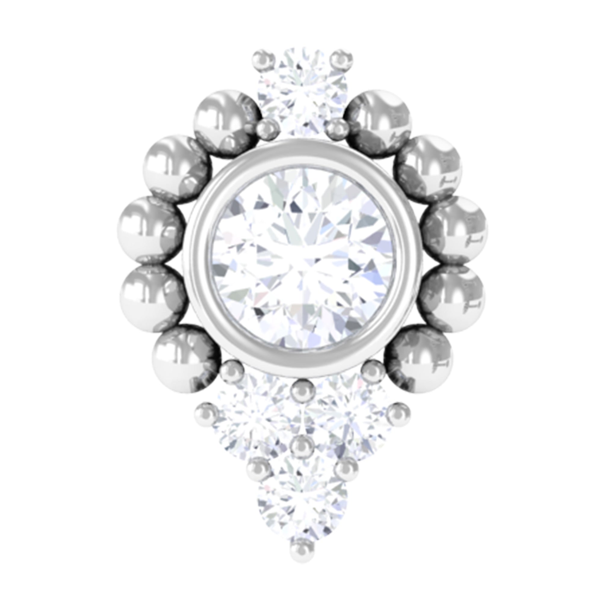 Bezel Set Diamond Minimalist Earring for Tragus Piercing Natural - ( HI-SI ) - Rosec Jewels