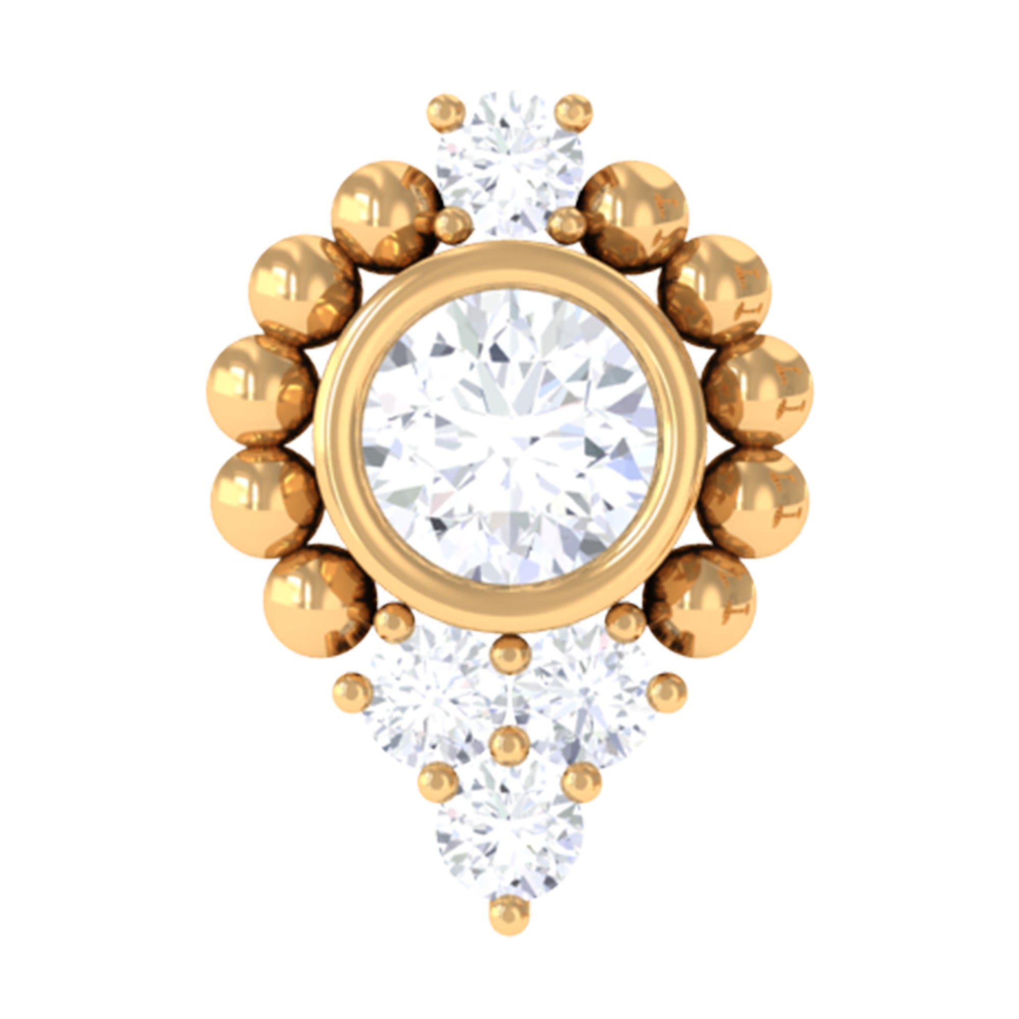 Bezel Set Diamond Minimalist Earring for Tragus Piercing Natural - ( HI-SI ) - Rosec Jewels