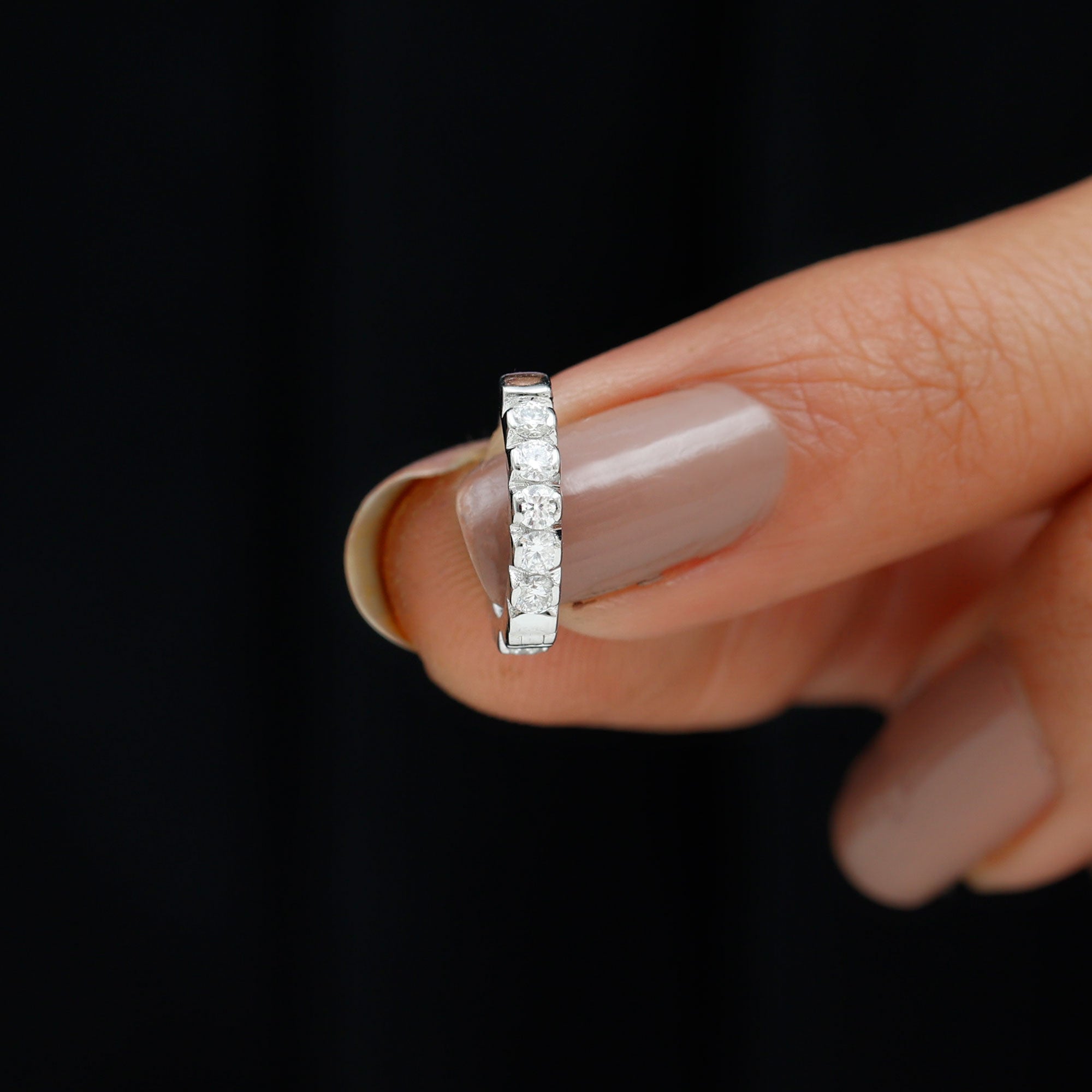 Rosec Jewels-Certified Diamond Helix Huggie Hoop Earring