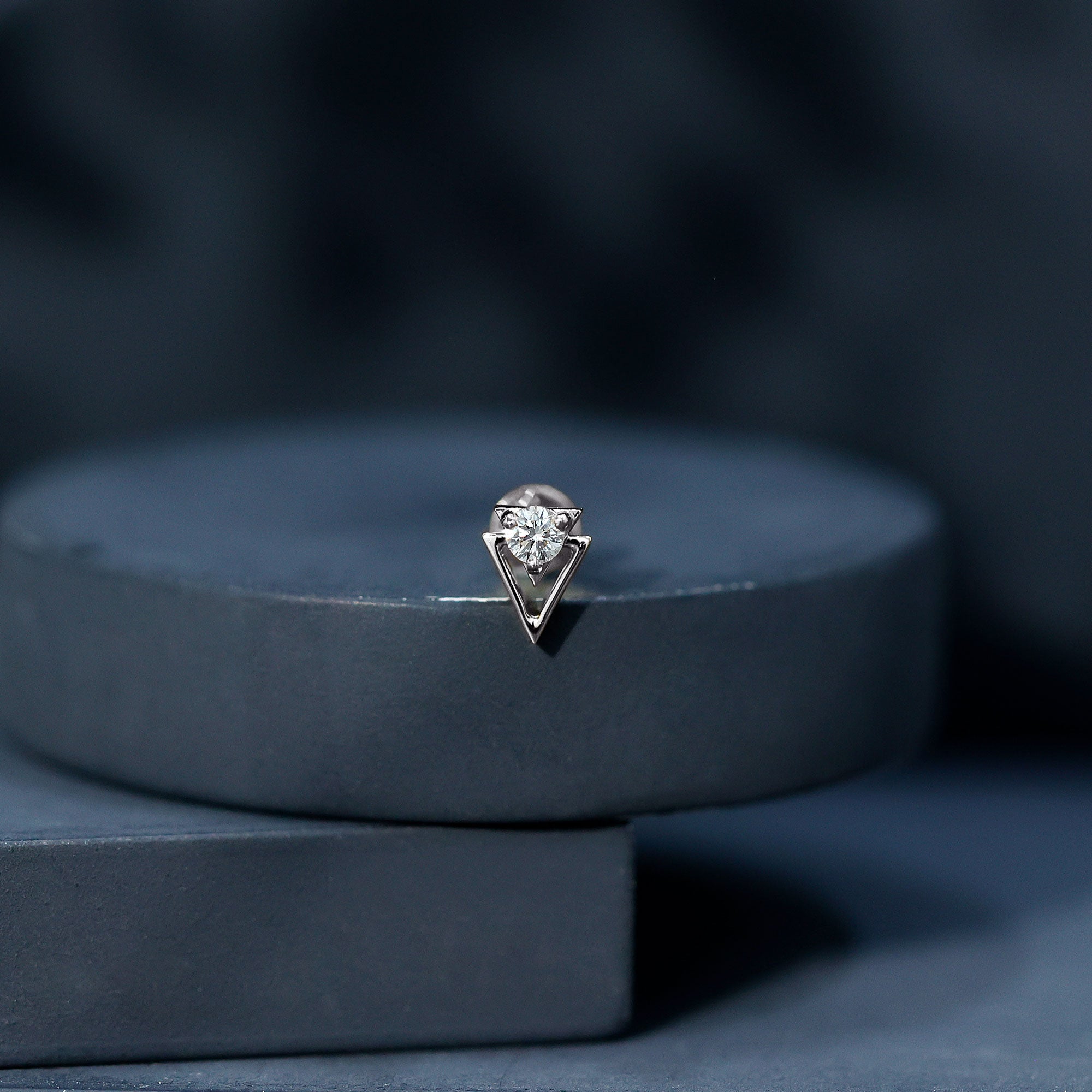 Simple Diamond Solitaire Triangle Cartilage Earring Natural - ( HI-SI ) - Rosec Jewels