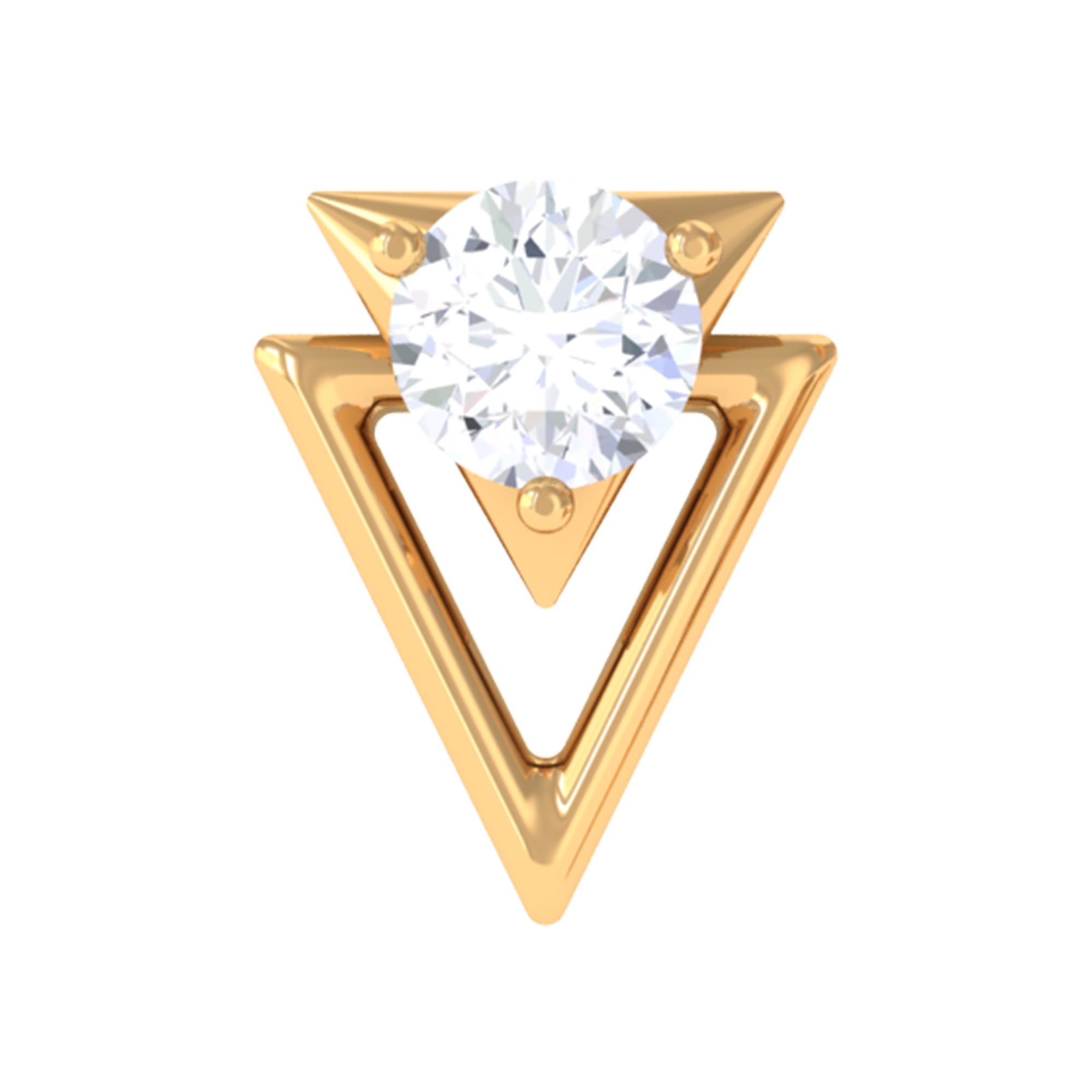 Simple Diamond Solitaire Triangle Cartilage Earring Natural - ( HI-SI ) - Rosec Jewels