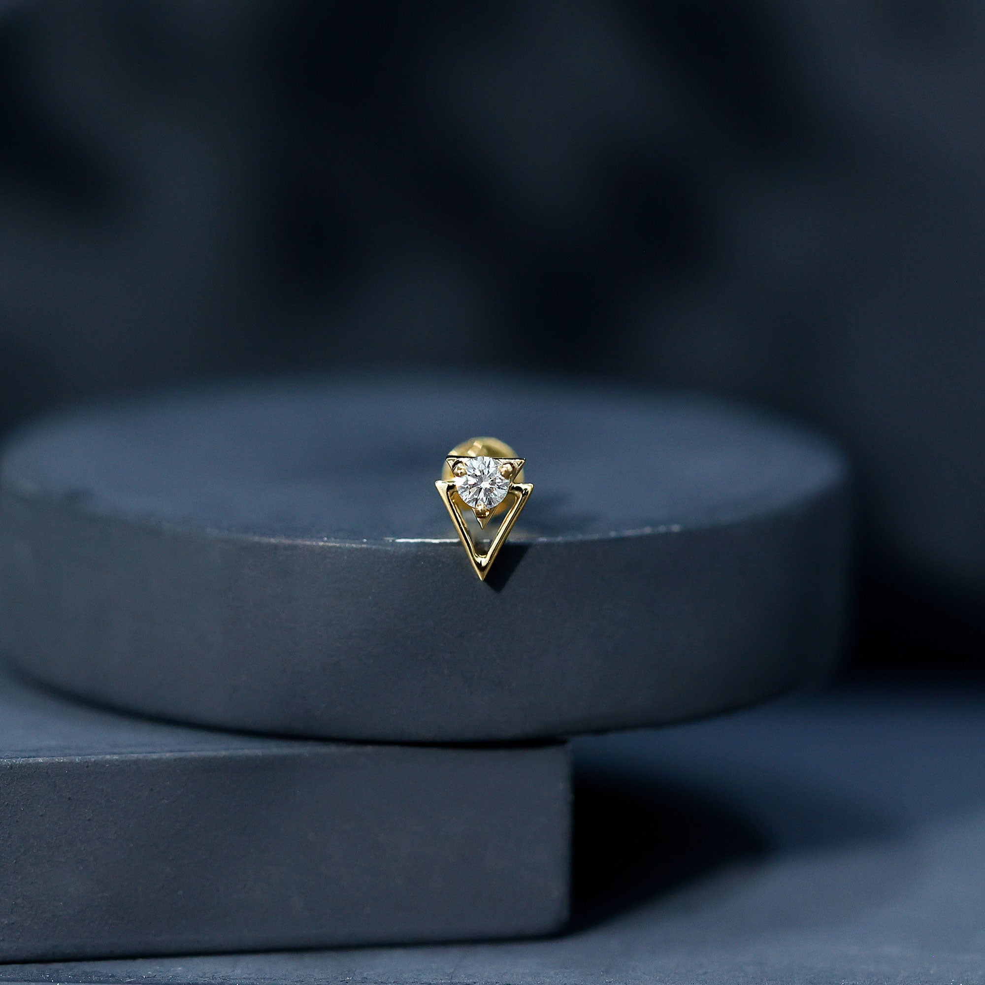 Simple Diamond Solitaire Triangle Cartilage Earring Natural - ( HI-SI ) - Rosec Jewels