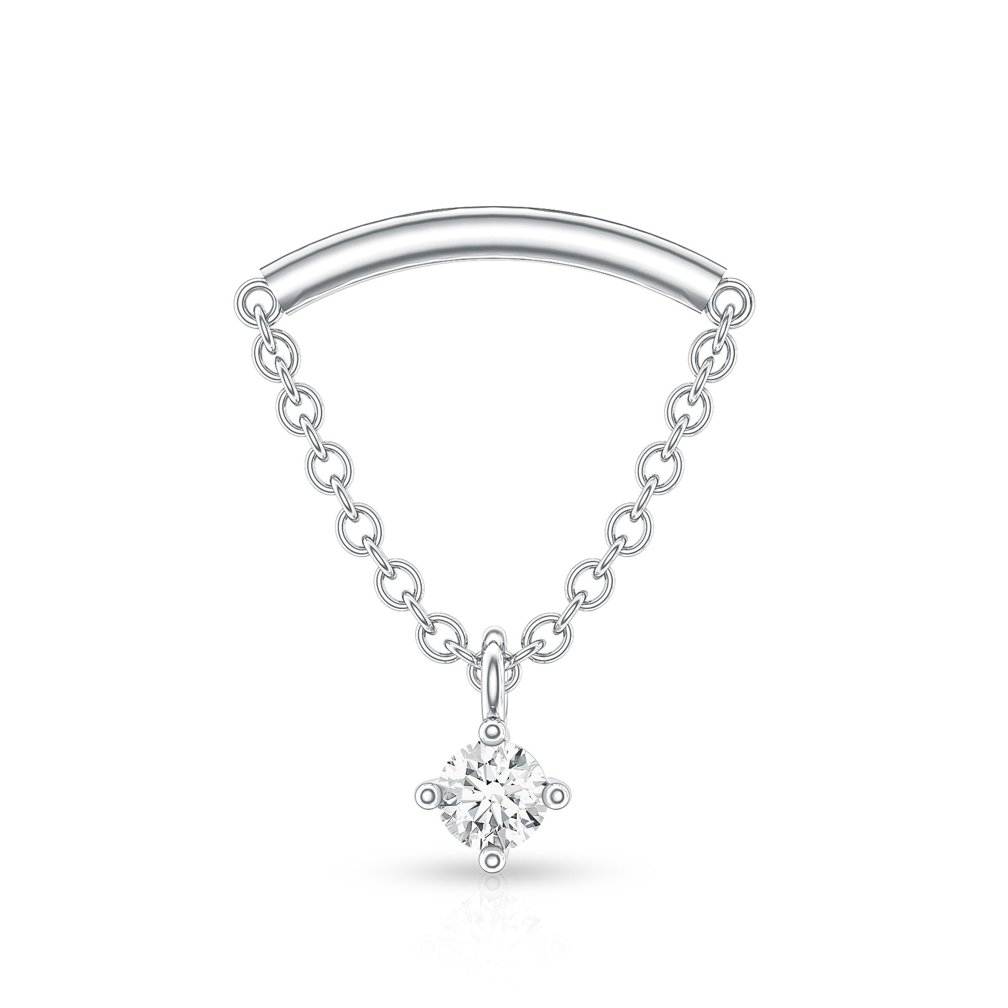 Single Diamond Hidden Helix Earring with Chain Natural - ( HI-SI ) - Rosec Jewels