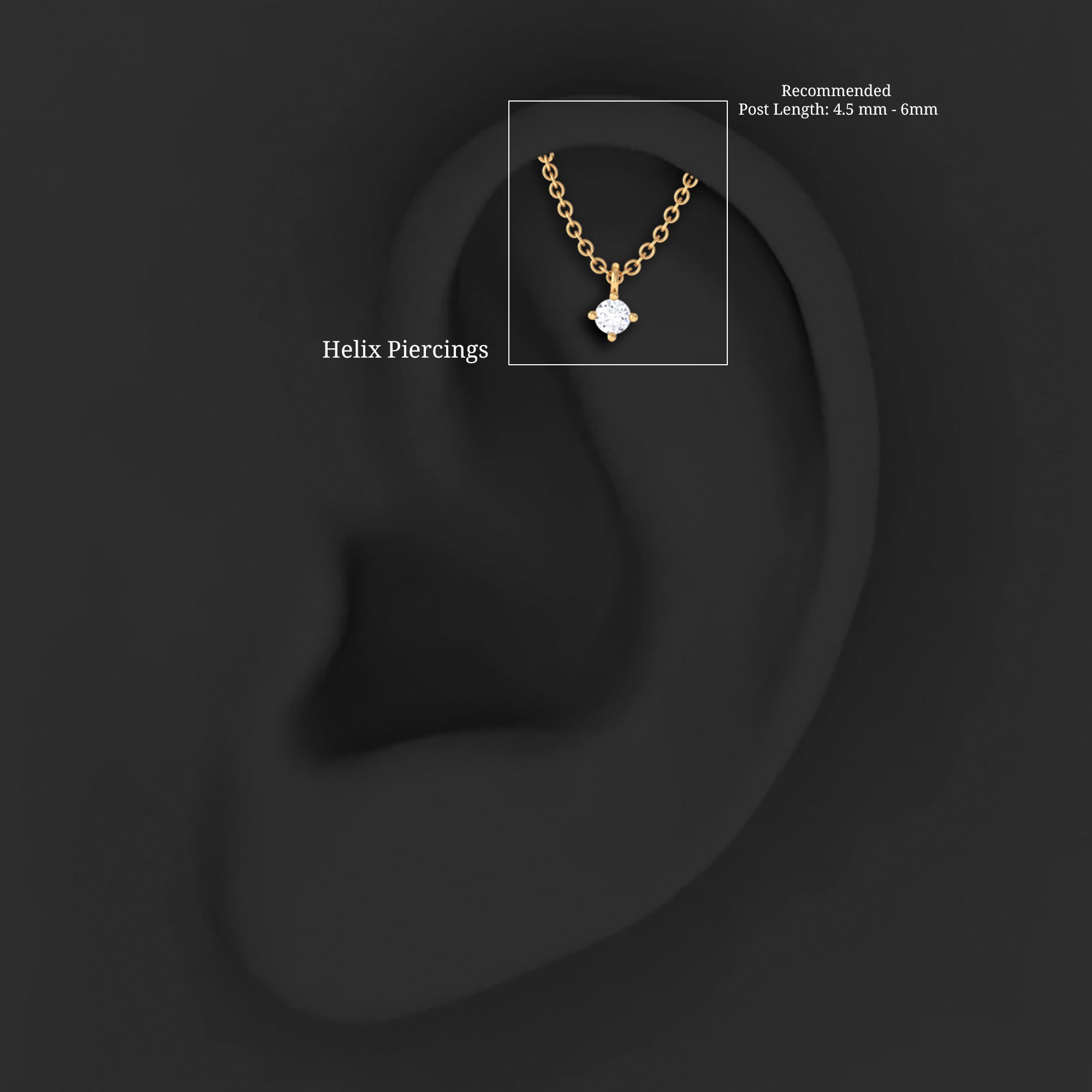 Single Diamond Hidden Helix Earring with Chain Natural - ( HI-SI ) - Rosec Jewels