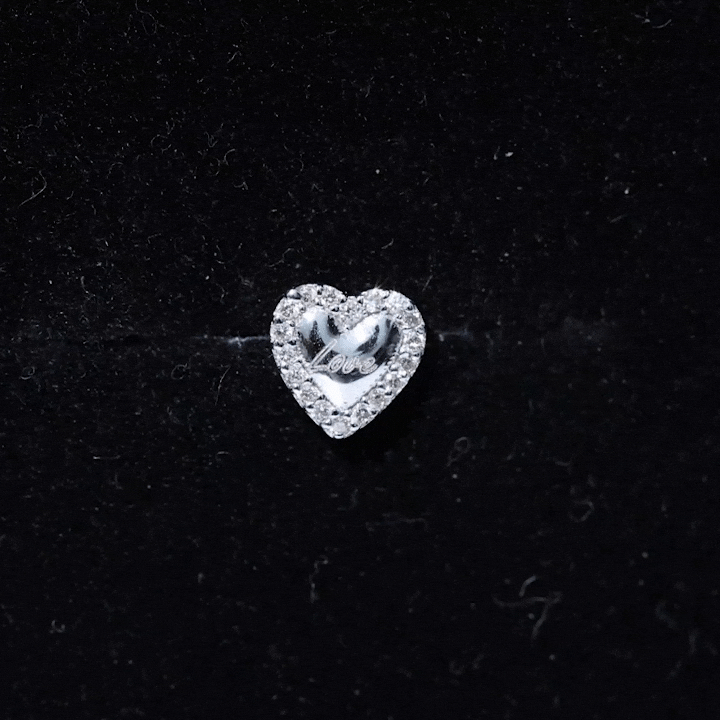 Cute Diamond Love Heart Earring for Helix Piercing Natural - ( HI-SI ) - Rosec Jewels