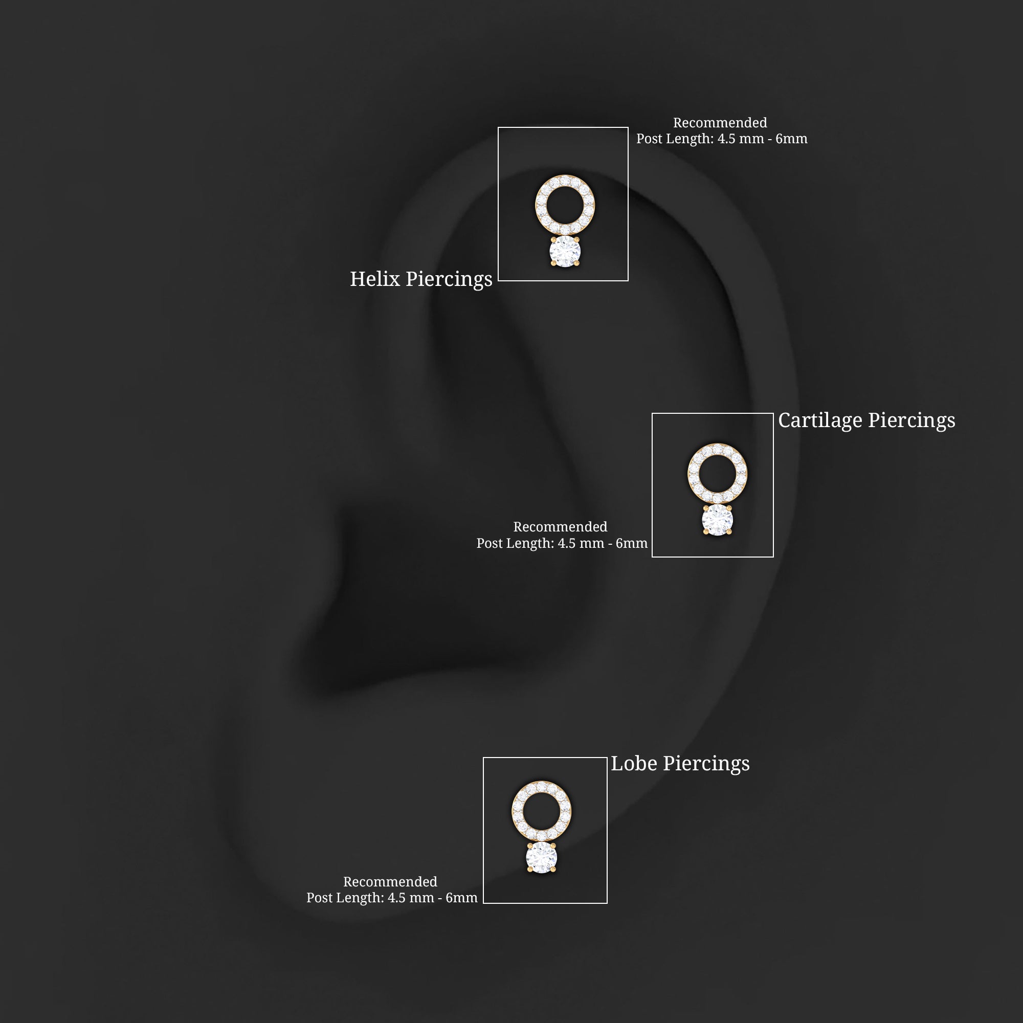 Minimalist Diamond Open Circle Helix Earring Natural - ( HI-SI ) - Rosec Jewels