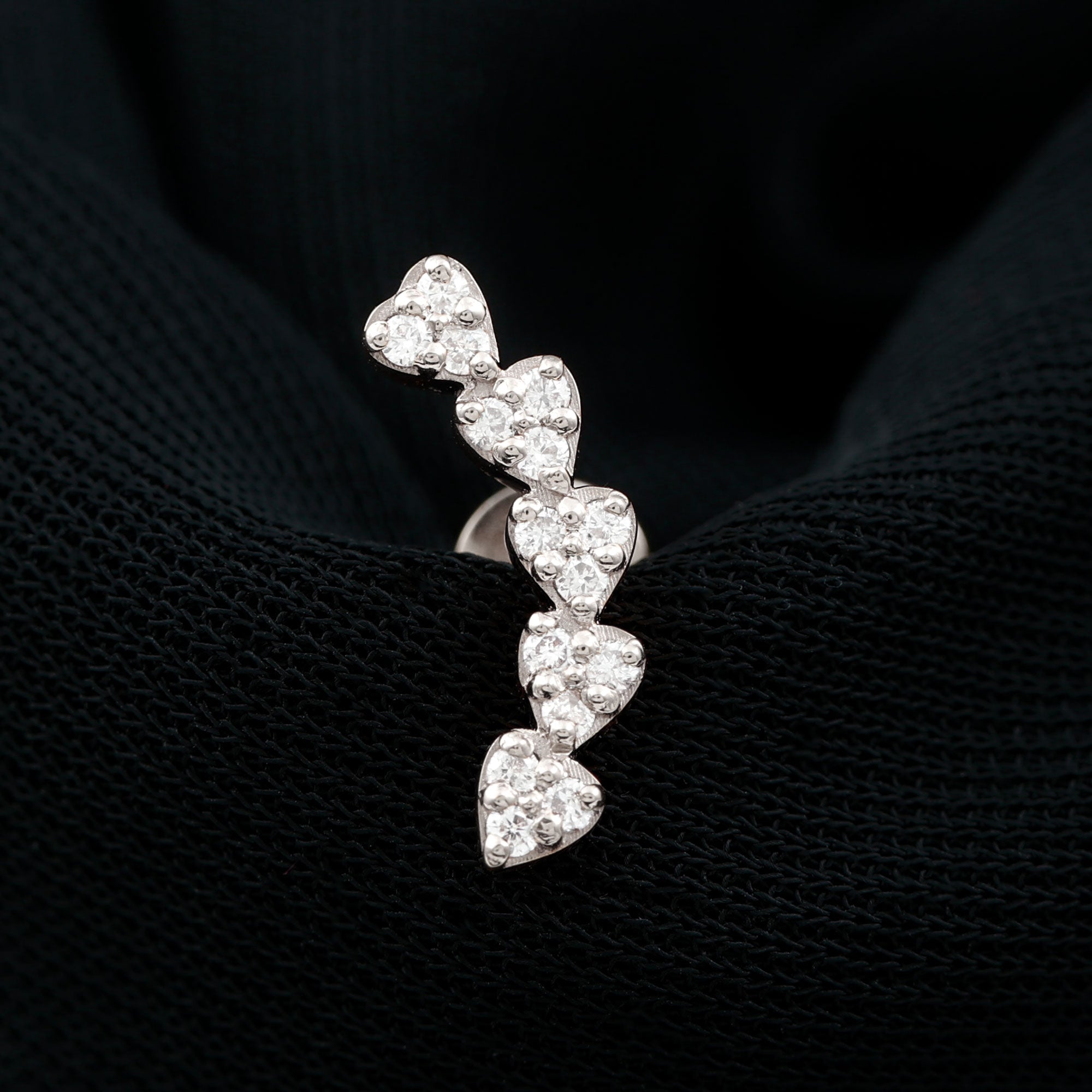 Diamond Heart Crawler Earring for Helix Piercing Natural - ( HI-SI ) - Rosec Jewels