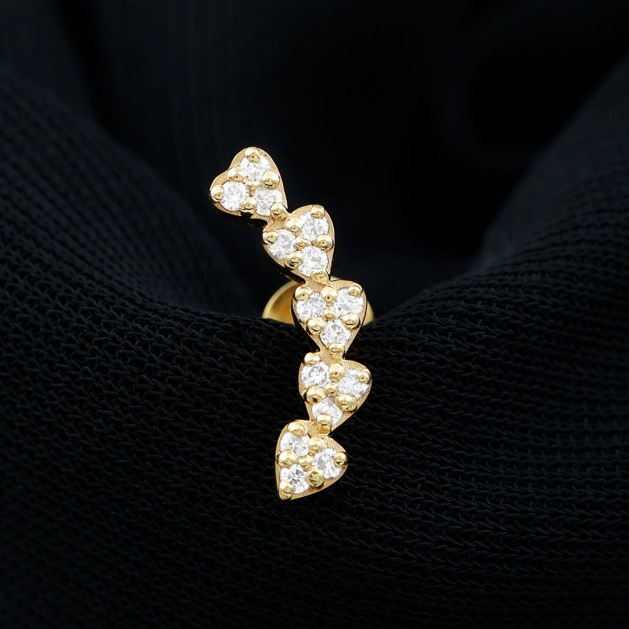 Diamond Heart Crawler Earring for Helix Piercing Natural - ( HI-SI ) - Rosec Jewels