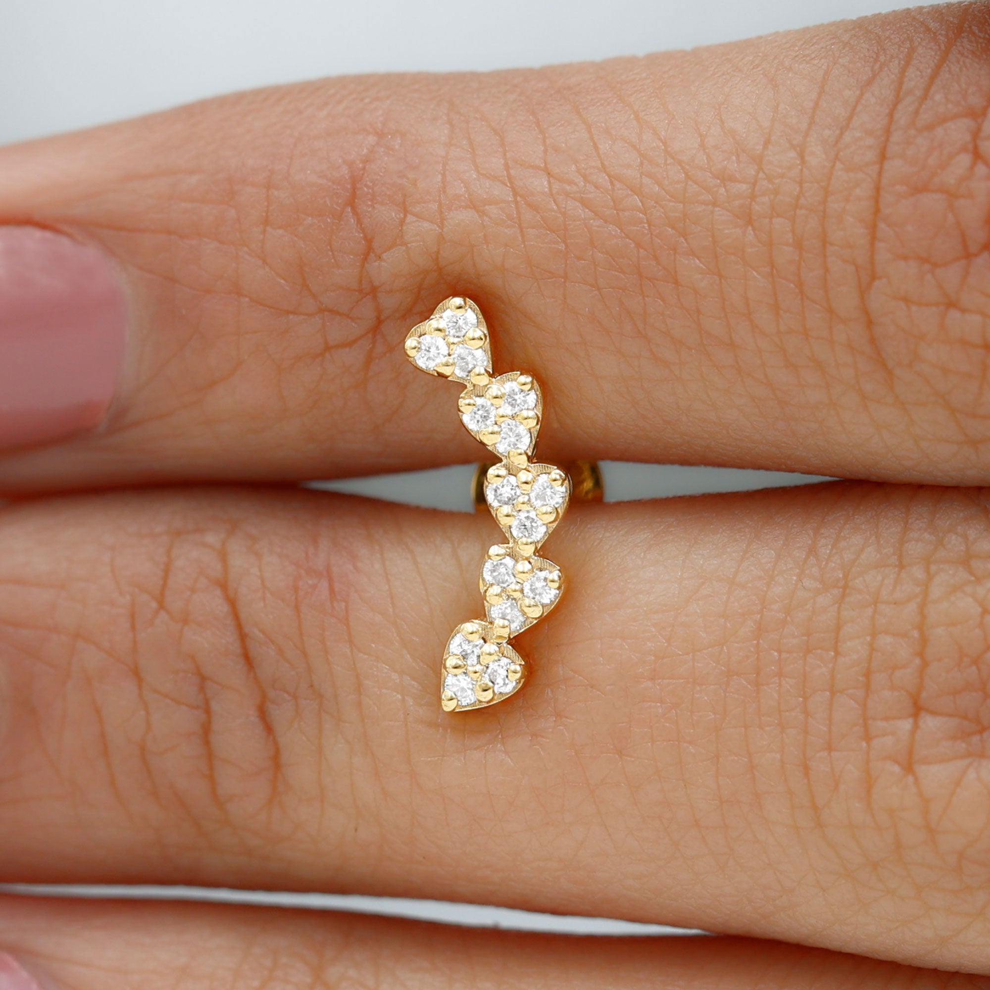 Rosec Jewels-Diamond Heart Crawler Earring for Helix Piercing