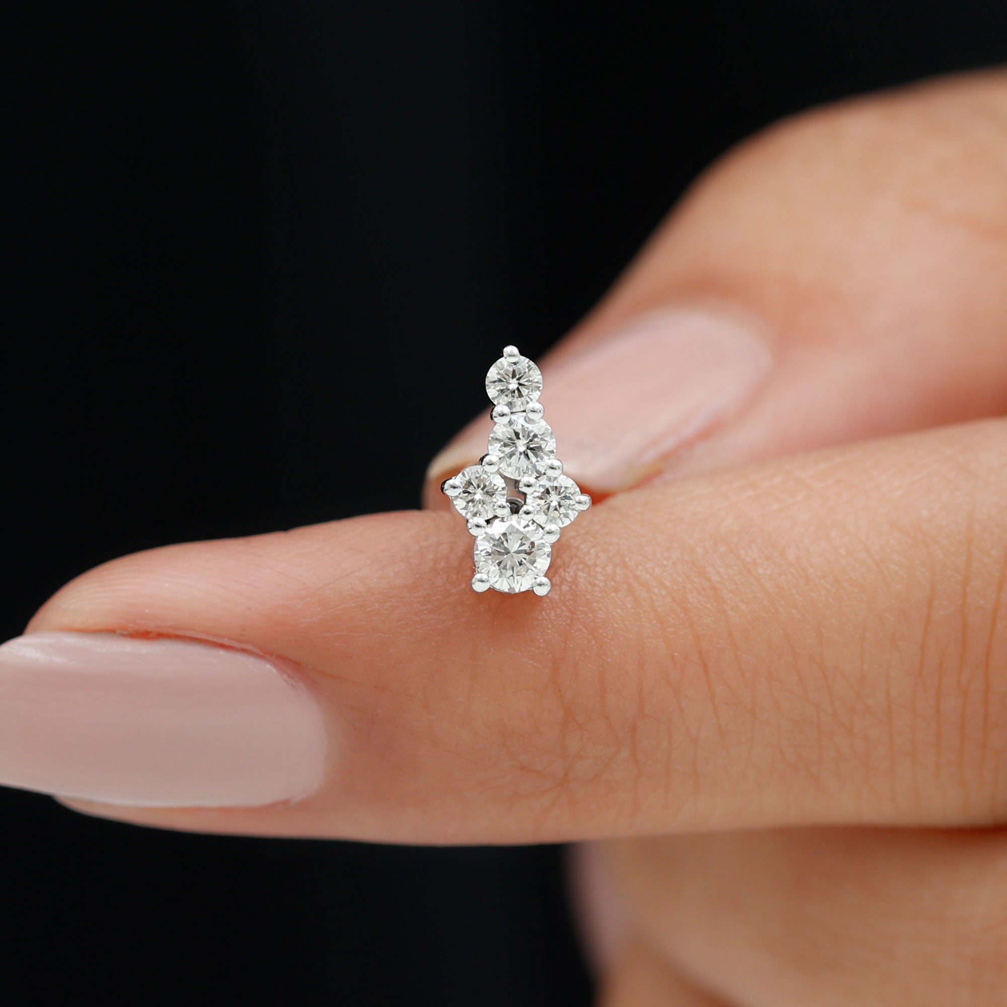 Rosec Jewels-Certified Diamond Cluster Cartilage Piercing Earring