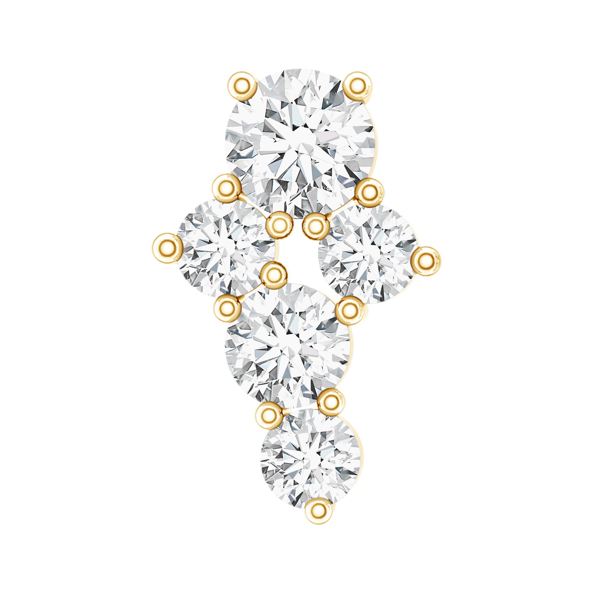 Certified Diamond Cluster Cartilage Piercing Earring Natural - ( HI-SI ) - Rosec Jewels