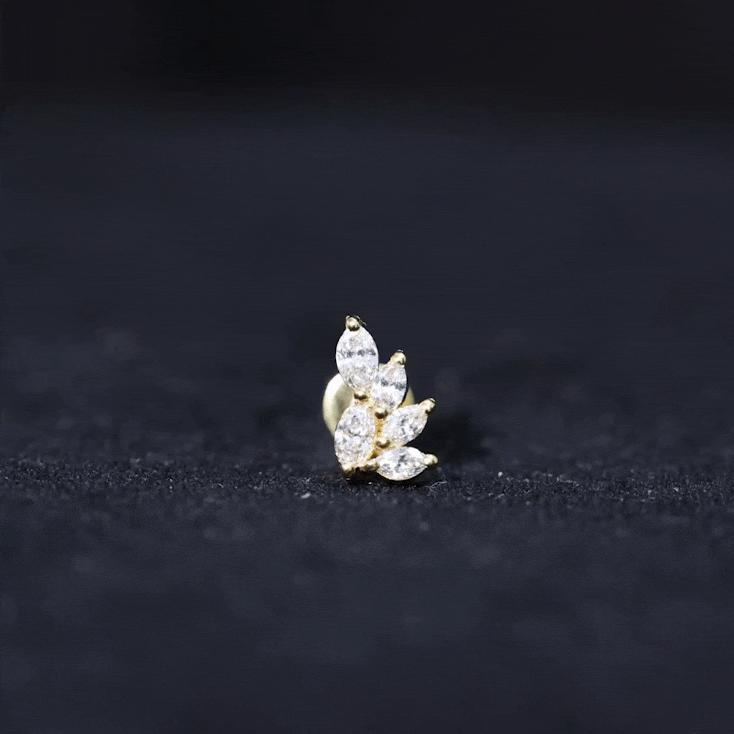 Nature Inspired Marquise Diamond Cluster Earring for Helix Natural - ( HI-SI ) - Rosec Jewels