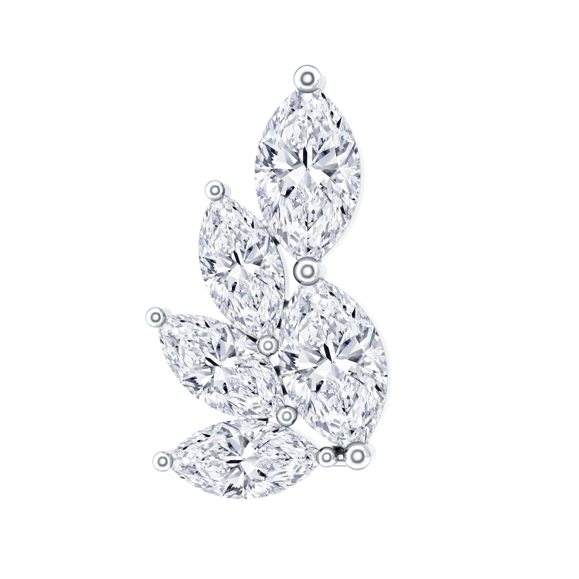 Nature Inspired Marquise Diamond Cluster Earring for Helix Natural - ( HI-SI ) - Rosec Jewels