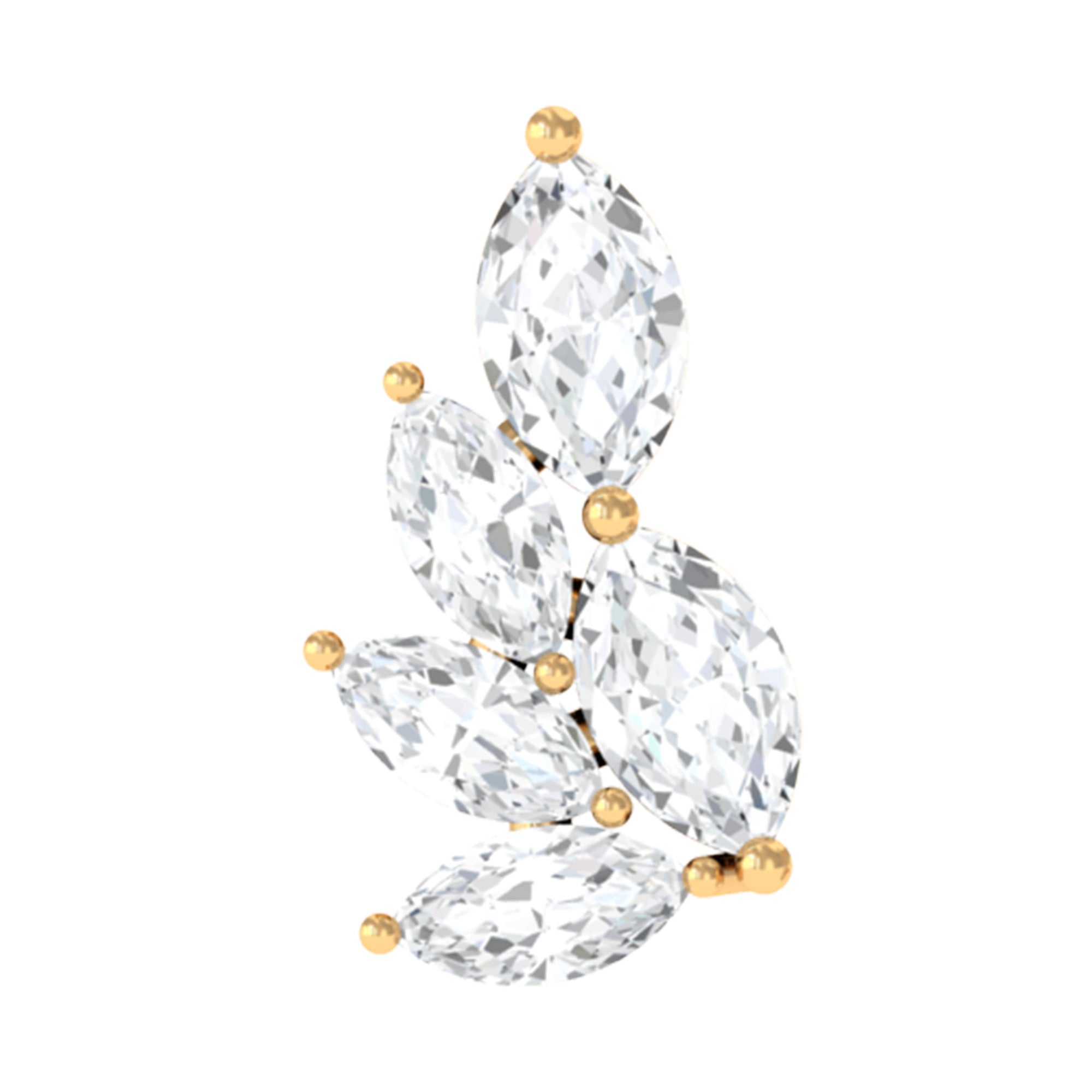Nature Inspired Marquise Diamond Cluster Earring for Helix Natural - ( HI-SI ) - Rosec Jewels