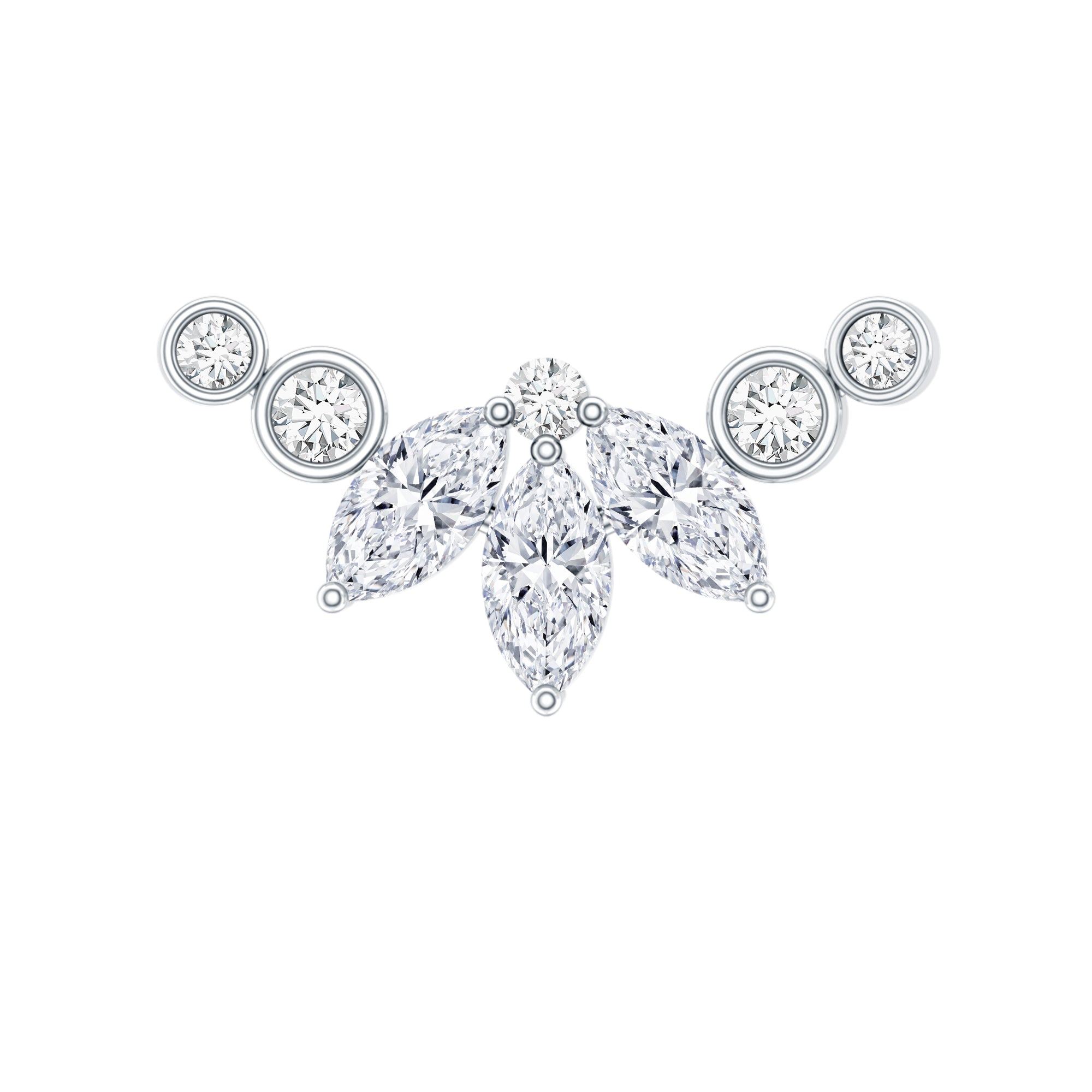 Marquise Diamond Crawler Earring for Cartilage Piercing Natural - ( HI-SI ) - Rosec Jewels