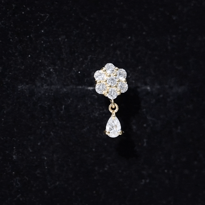 Elegant Diamond Flower Cartilage Drop Earring Natural - ( HI-SI ) - Rosec Jewels