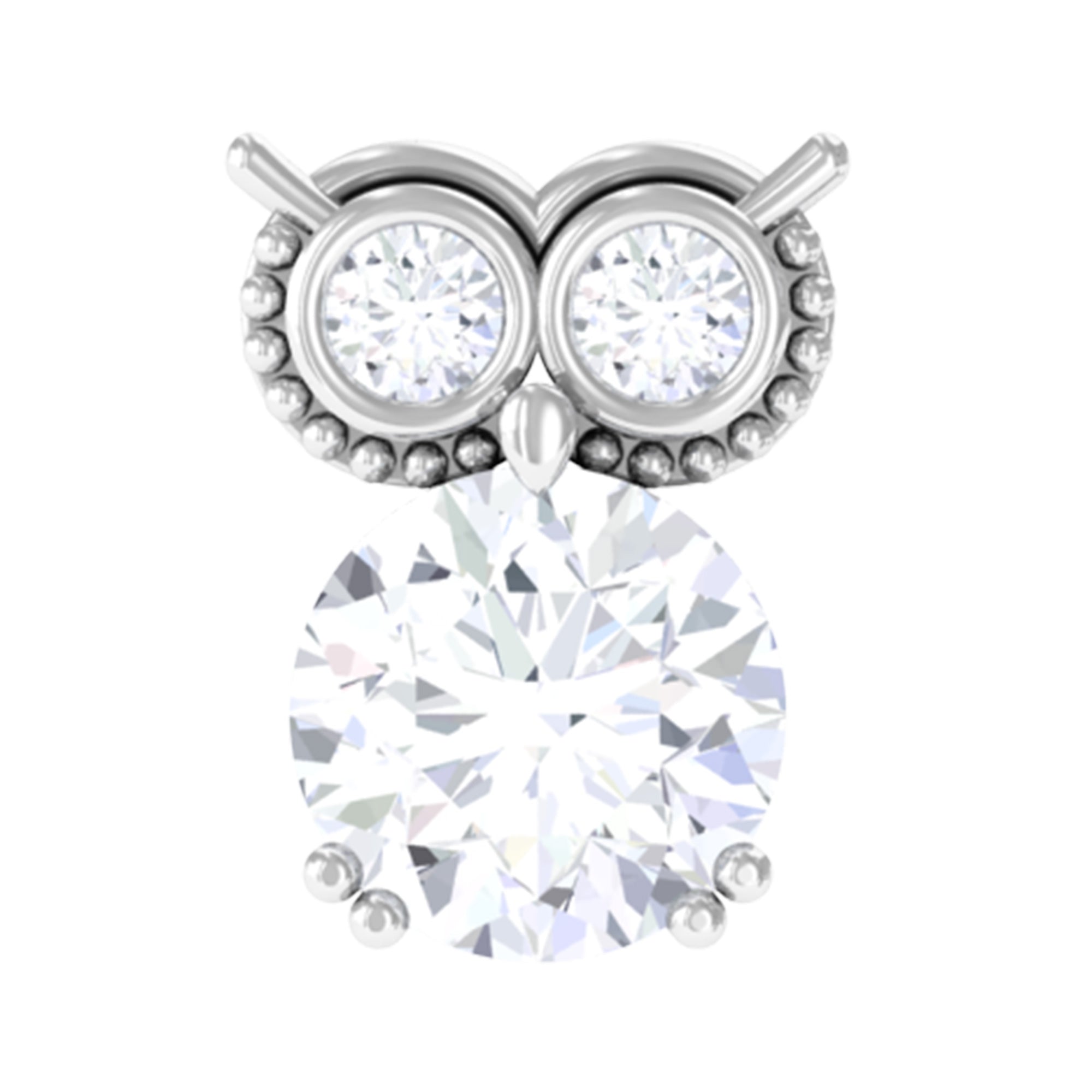 Diamond Owl Earring for Cartilage Piercing Natural - ( HI-SI ) - Rosec Jewels
