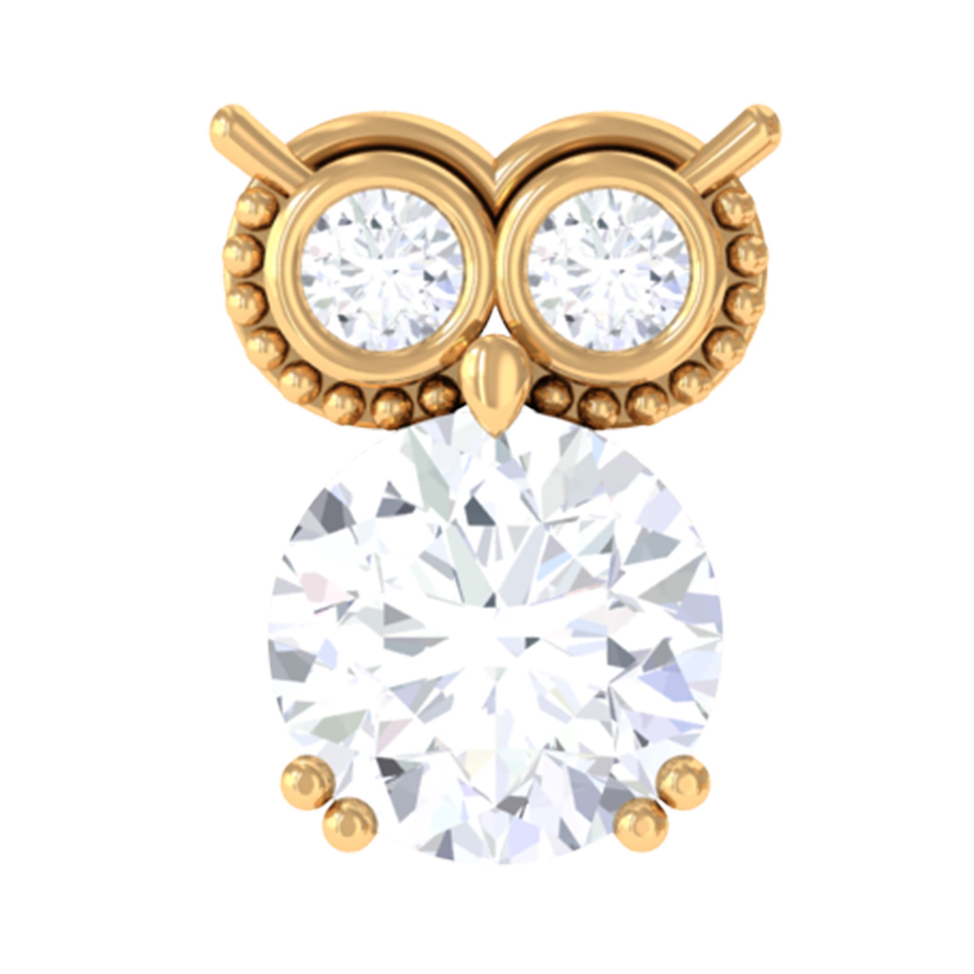 Diamond Owl Earring for Cartilage Piercing Natural - ( HI-SI ) - Rosec Jewels