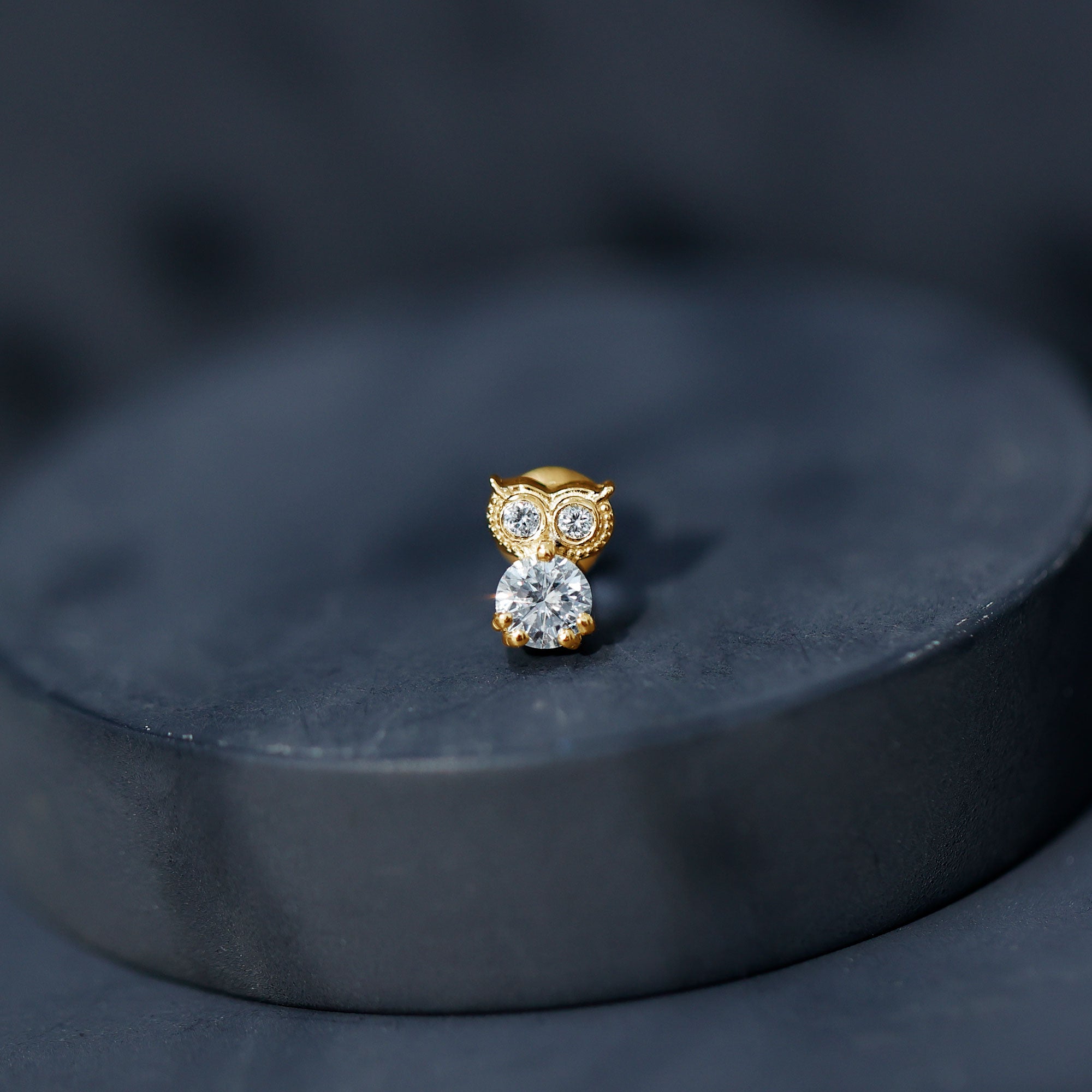 Diamond Owl Earring for Cartilage Piercing Natural - ( HI-SI ) - Rosec Jewels