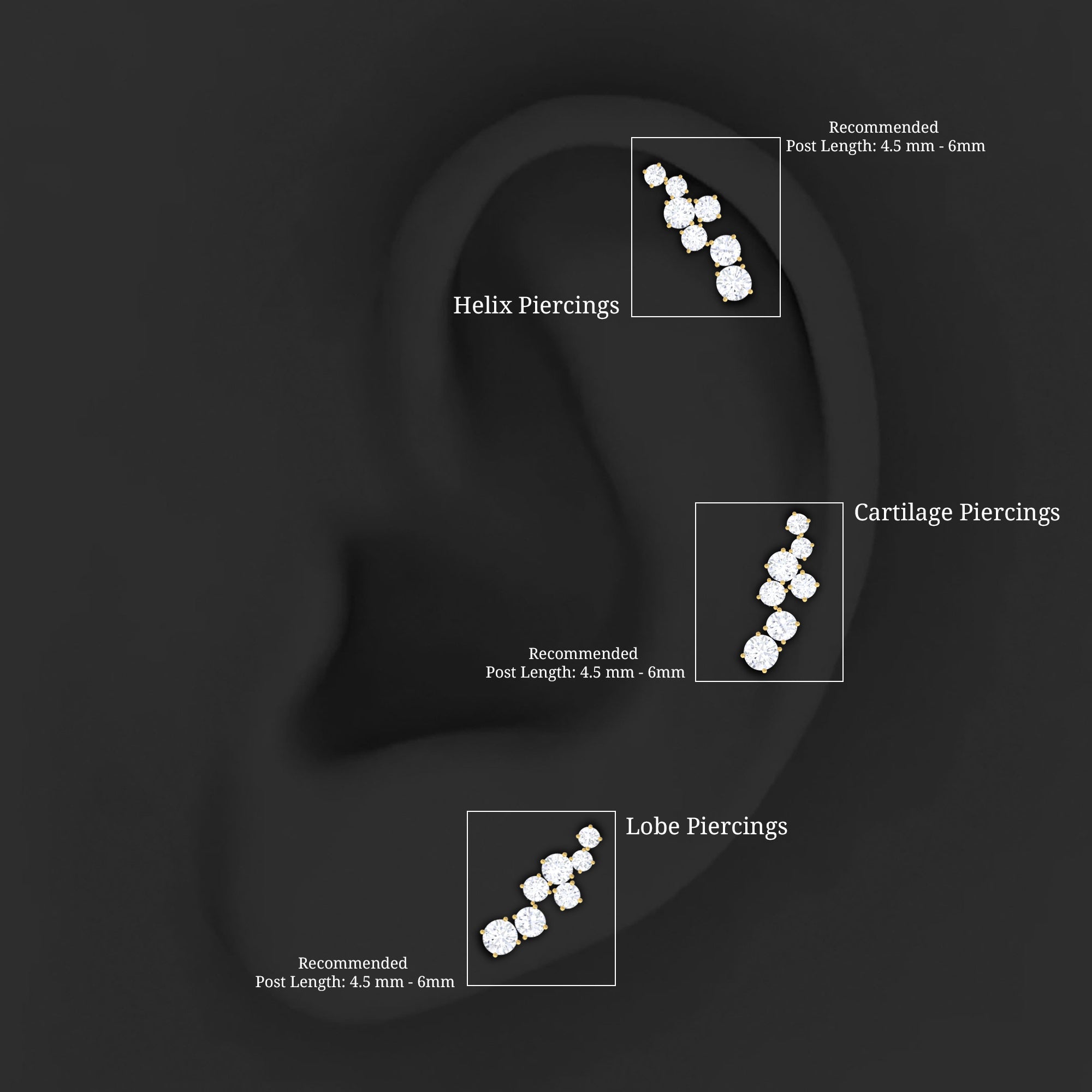Simple Diamond Helix Piercing Earring with Flat Back Natural - ( HI-SI ) - Rosec Jewels