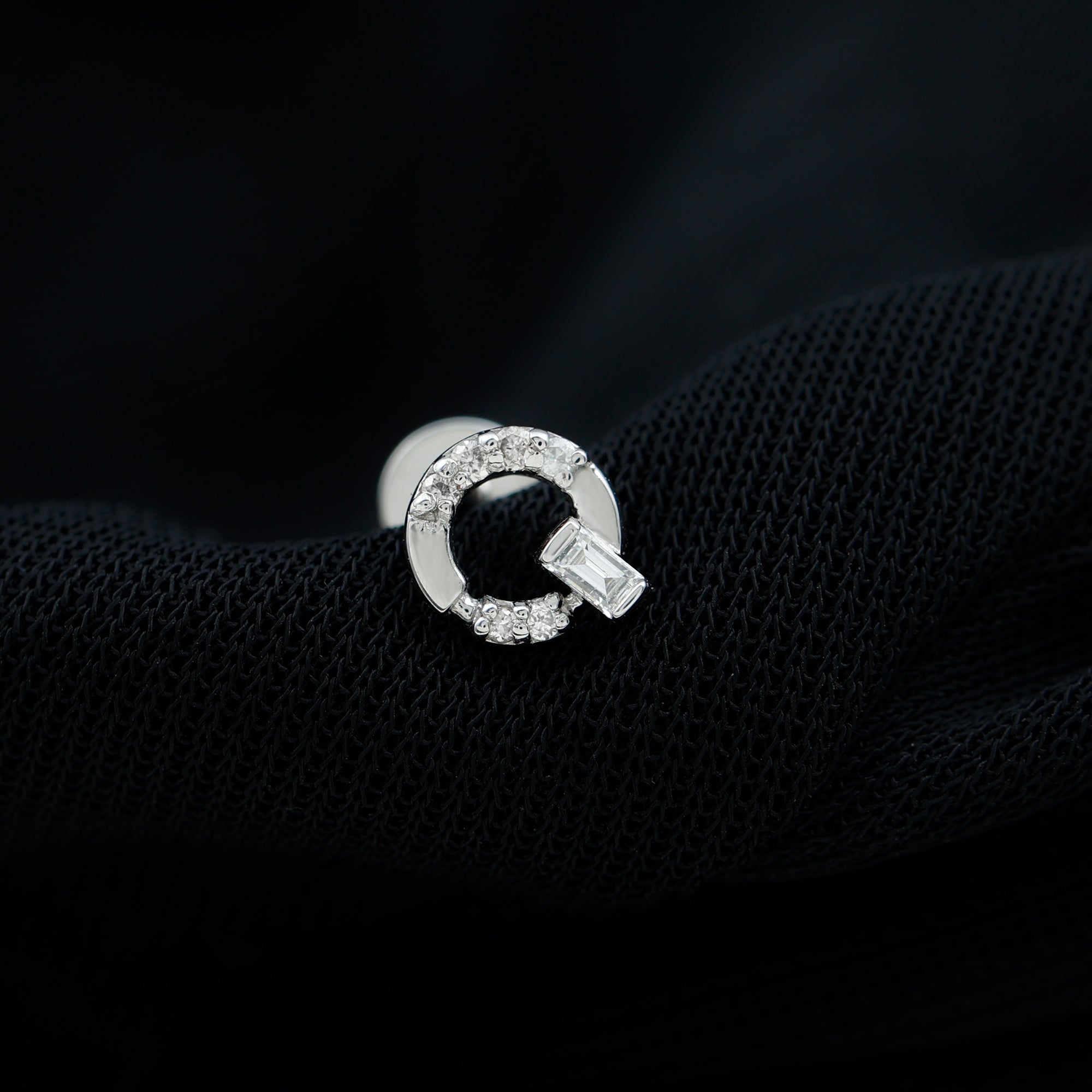 Natural Diamond Circle Earring for Helix Piercing Natural - ( HI-SI ) - Rosec Jewels
