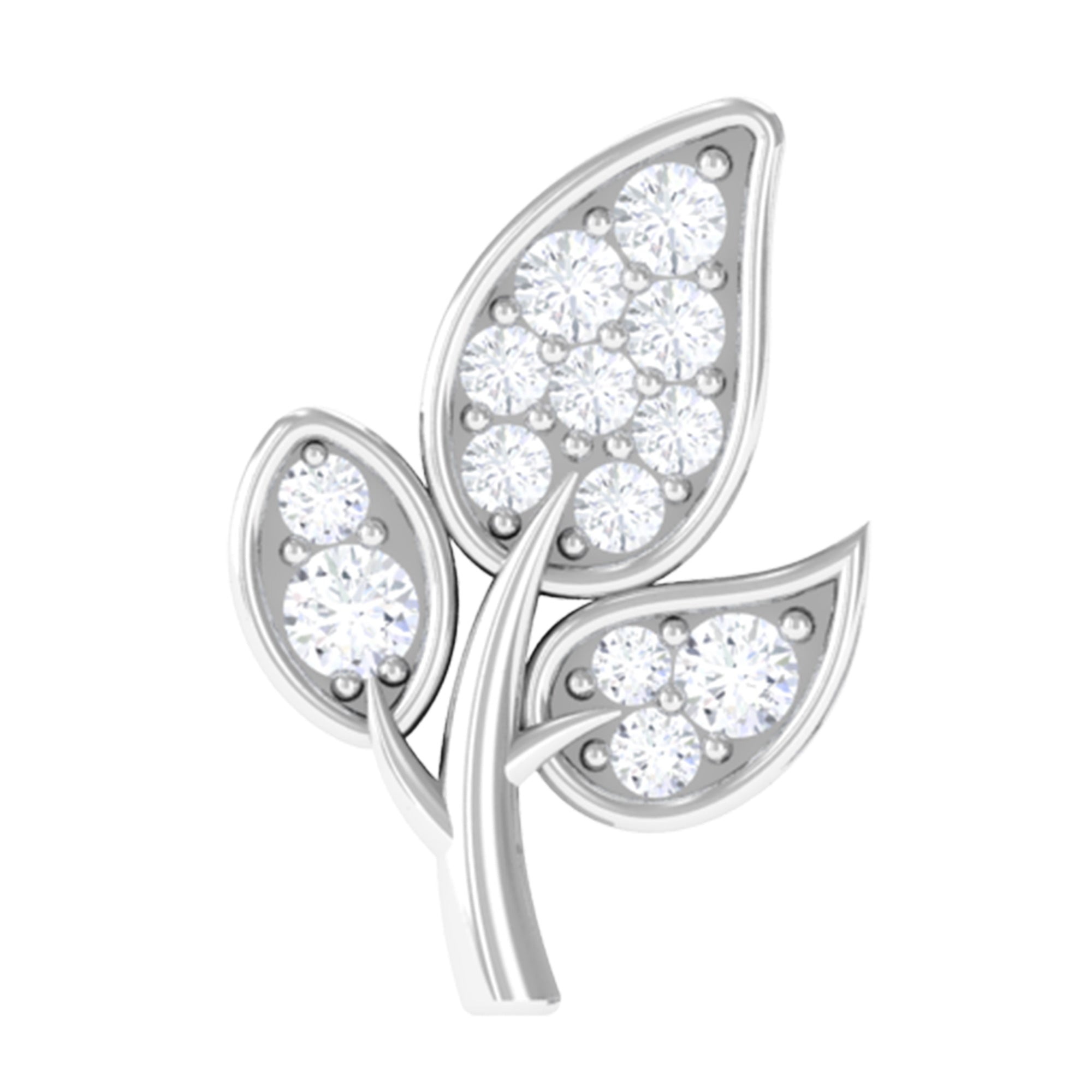 Diamond Leaf Flat Back Cartilage Stud Earring (18G) – Nature Inspired Helix & Tragus Jewelry in Gold Natural - ( HI-SI ) - Rosec Jewels