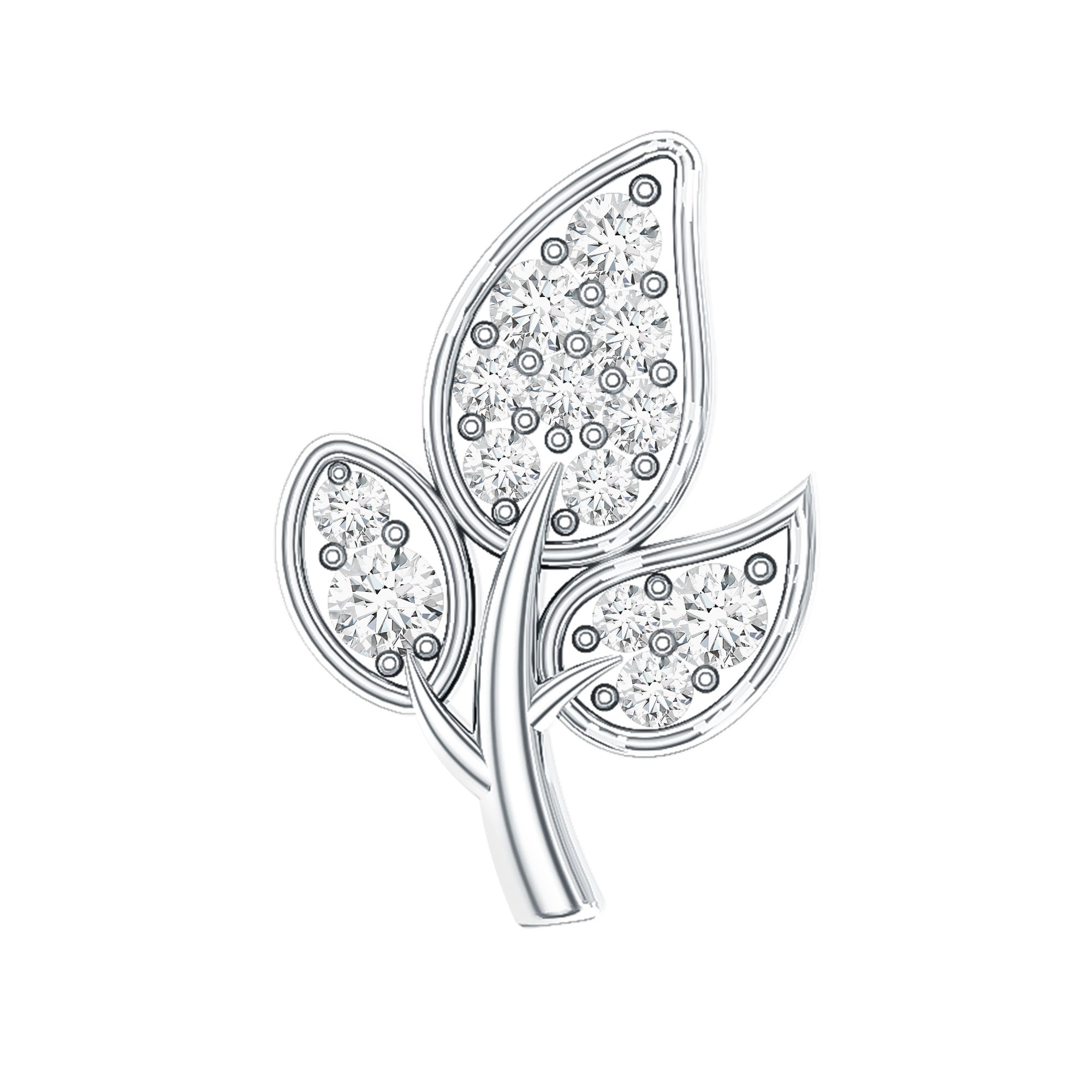 Diamond Leaf Flat Back Cartilage Stud Earring (18G) – Nature Inspired Helix & Tragus Jewelry in Gold Natural - ( HI-SI ) - Rosec Jewels