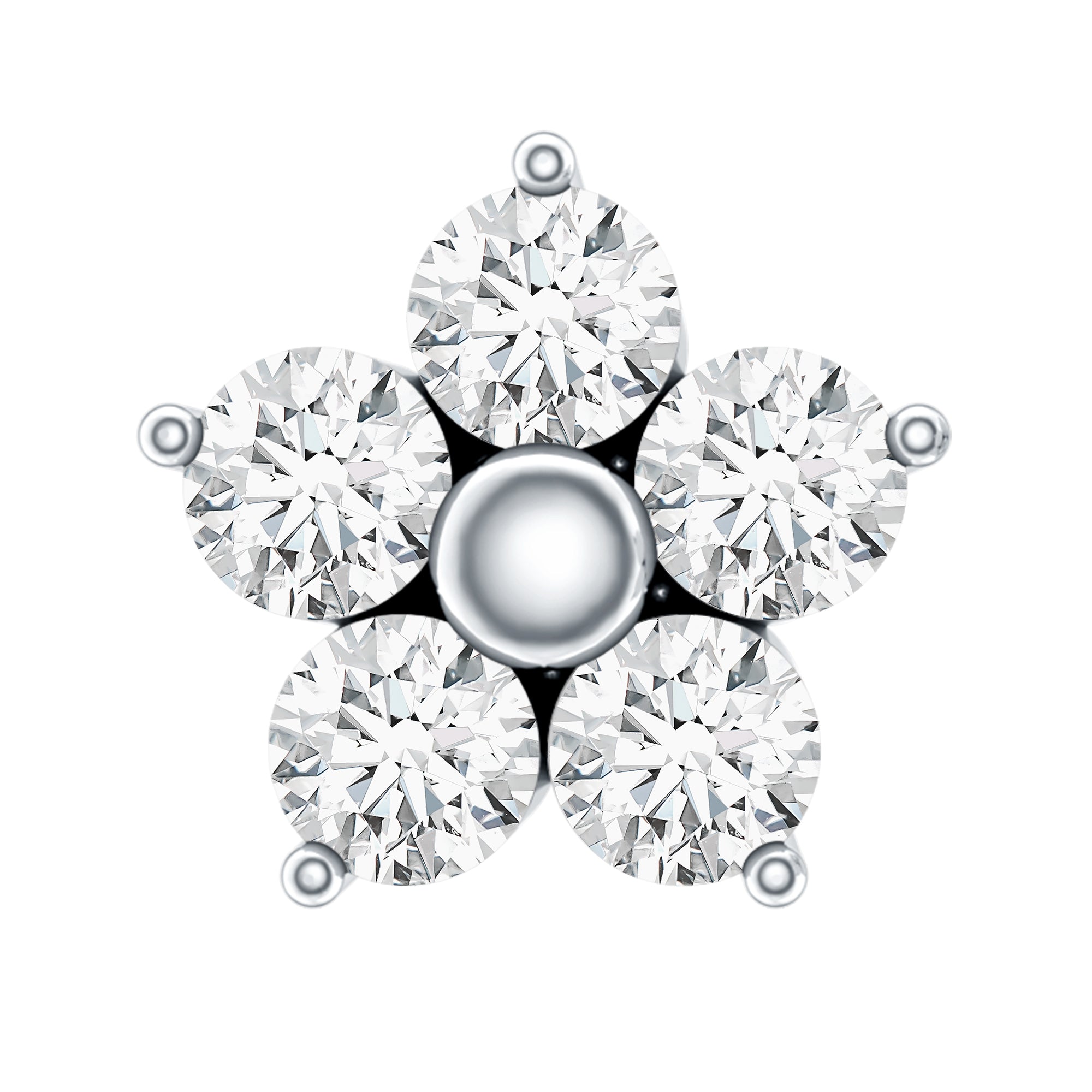 Nature Inspired Diamond Flower Earring for Tragus Piercing Natural - ( HI-SI ) - Rosec Jewels