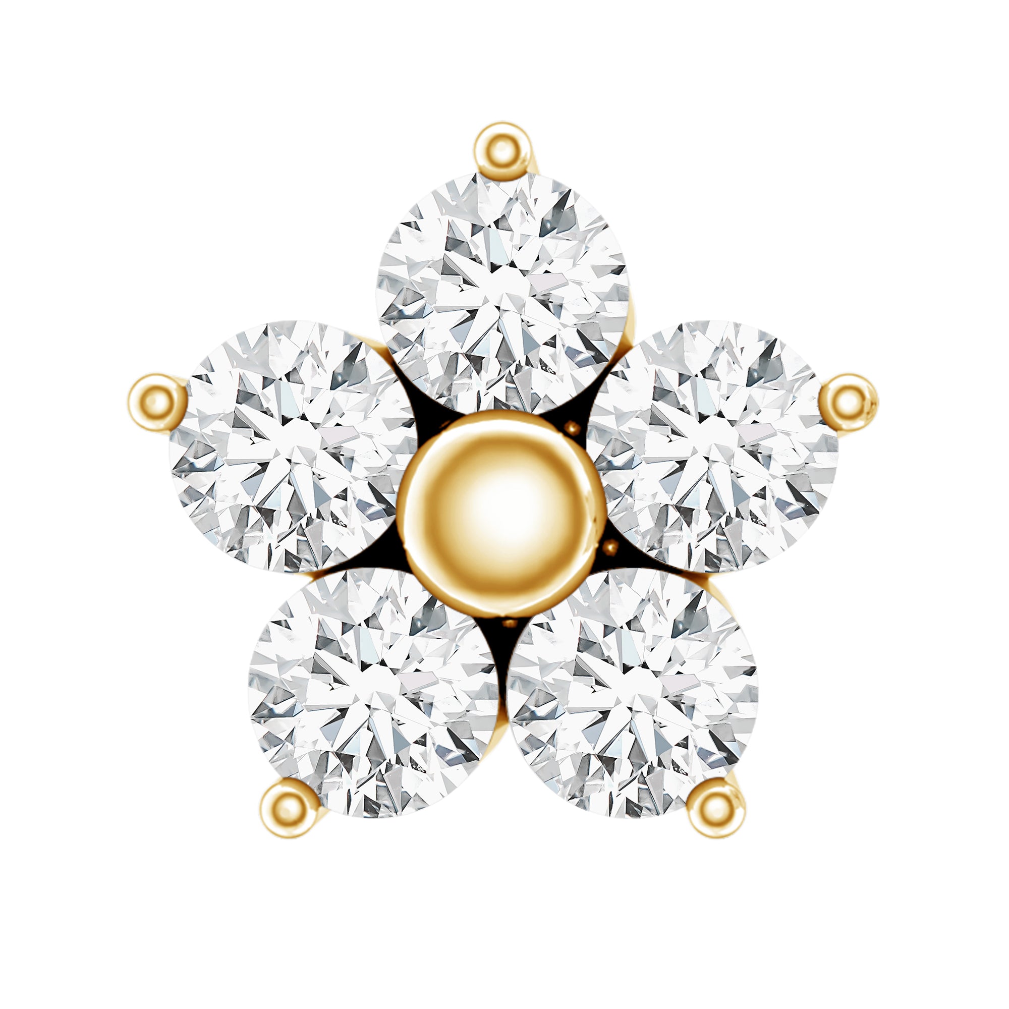Nature Inspired Diamond Flower Earring for Tragus Piercing Natural - ( HI-SI ) - Rosec Jewels