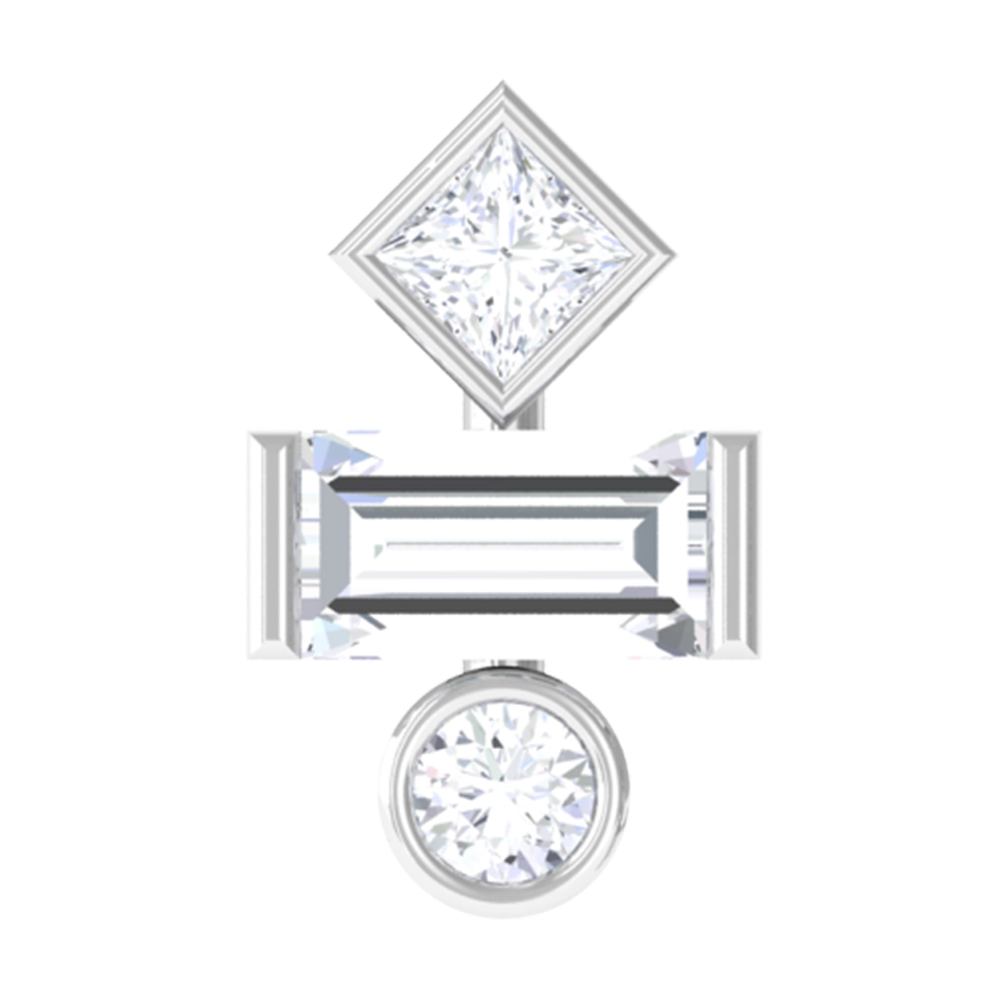 Three Multi Shape Diamond Helix Piercing Earring Natural - ( HI-SI ) - Rosec Jewels