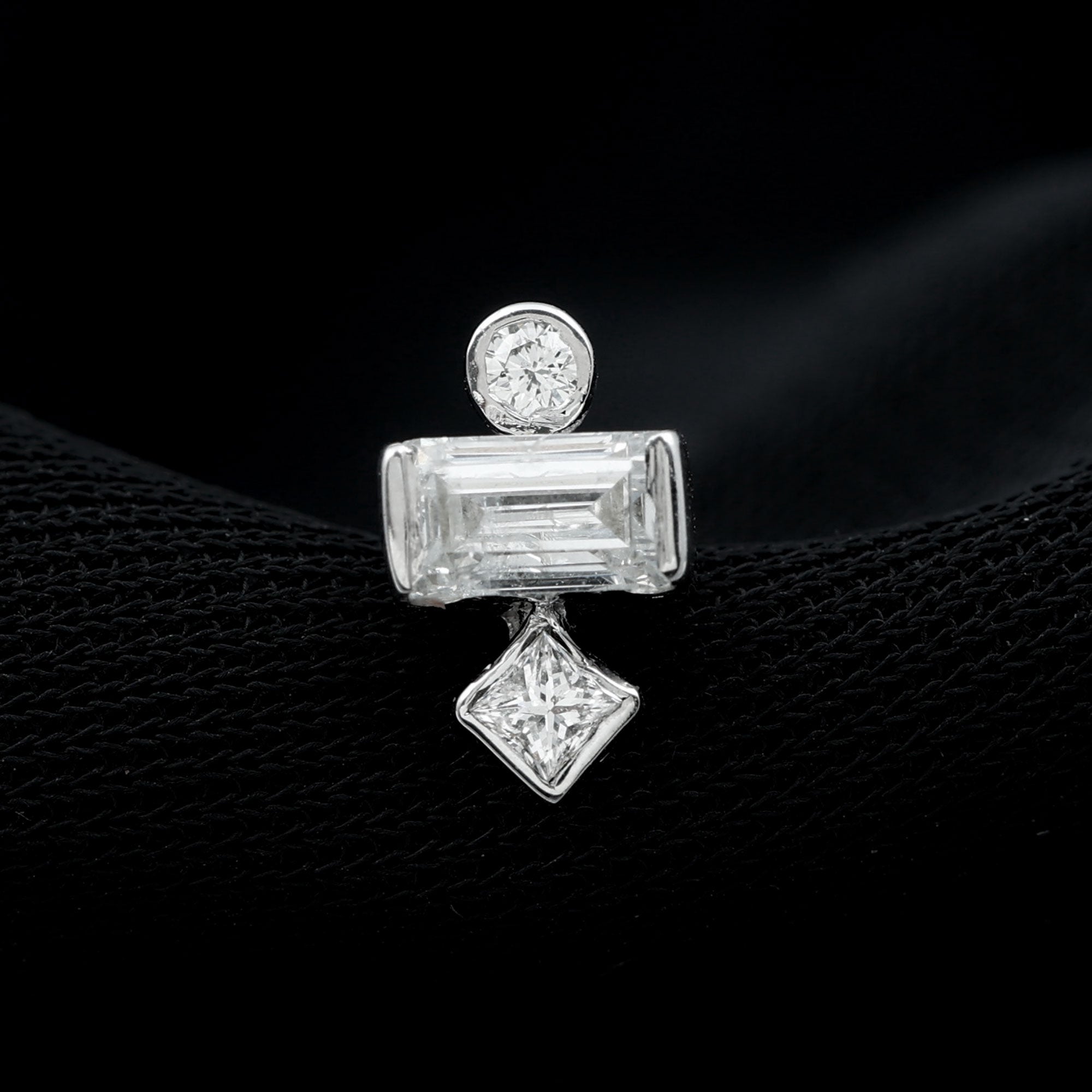 Three Multi Shape Diamond Helix Piercing Earring Natural - ( HI-SI ) - Rosec Jewels