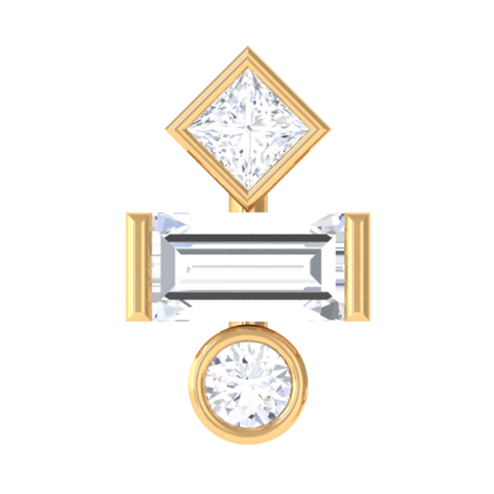 Three Multi Shape Diamond Helix Piercing Earring Natural - ( HI-SI ) - Rosec Jewels