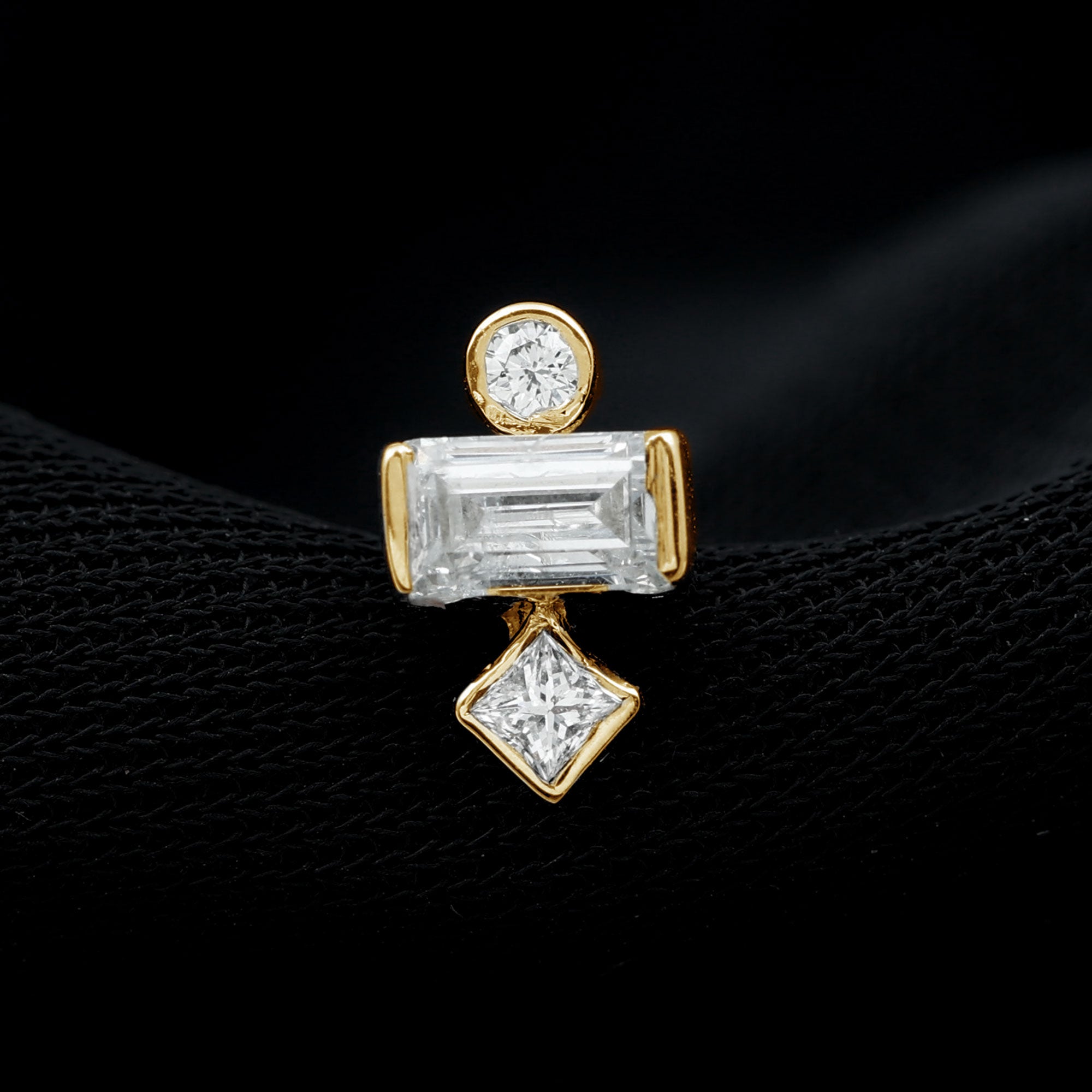 Three Multi Shape Diamond Helix Piercing Earring Natural - ( HI-SI ) - Rosec Jewels