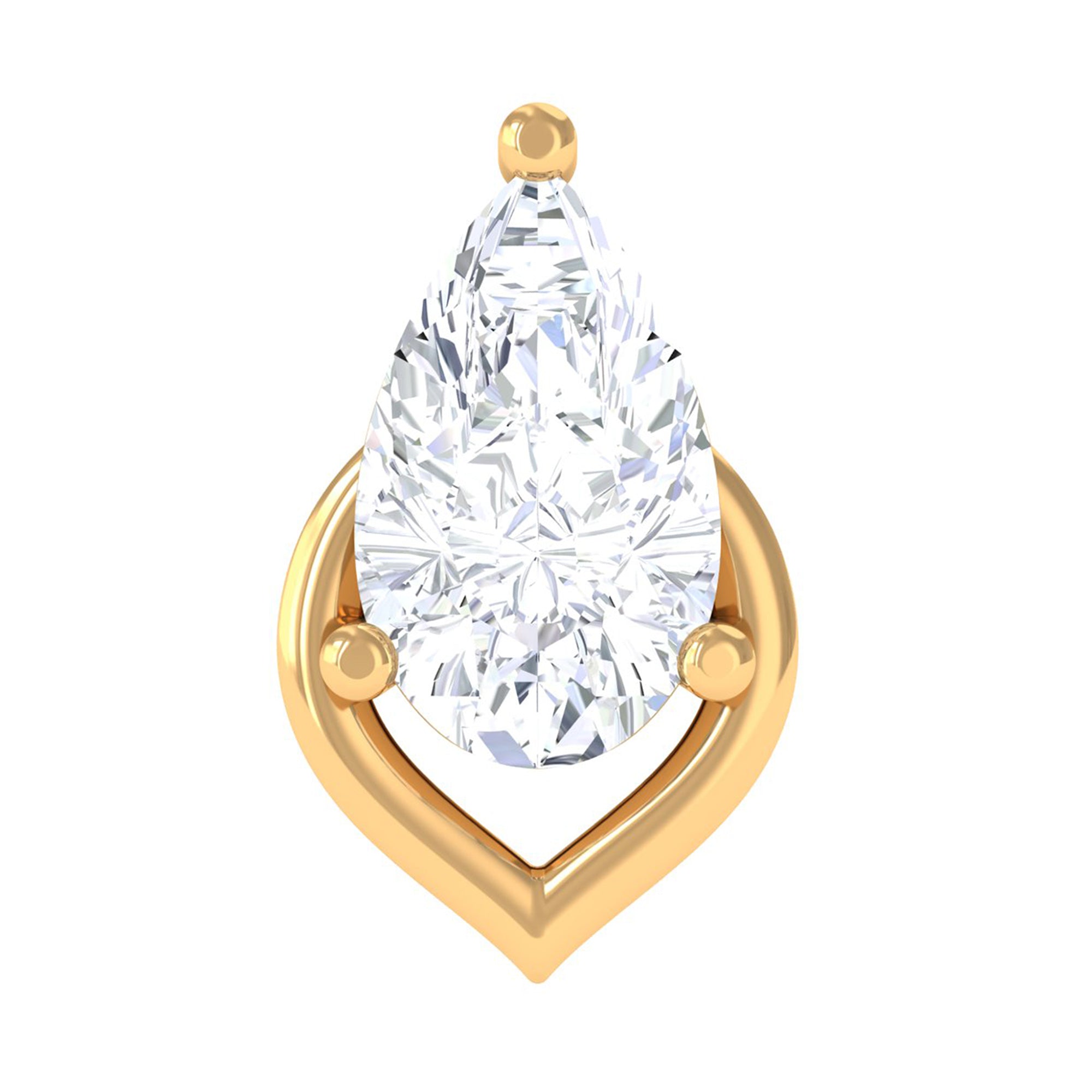 Pear Shape Diamond Solitaire Earring for Helix Piercing Natural - ( HI-SI ) - Rosec Jewels