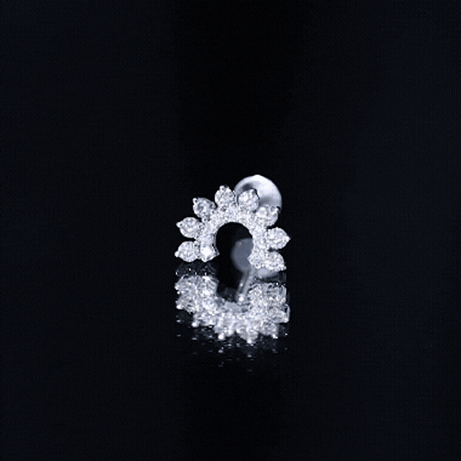 Real Diamond Horseshoe Earring for Helix Piercing Natural - ( HI-SI ) - Rosec Jewels